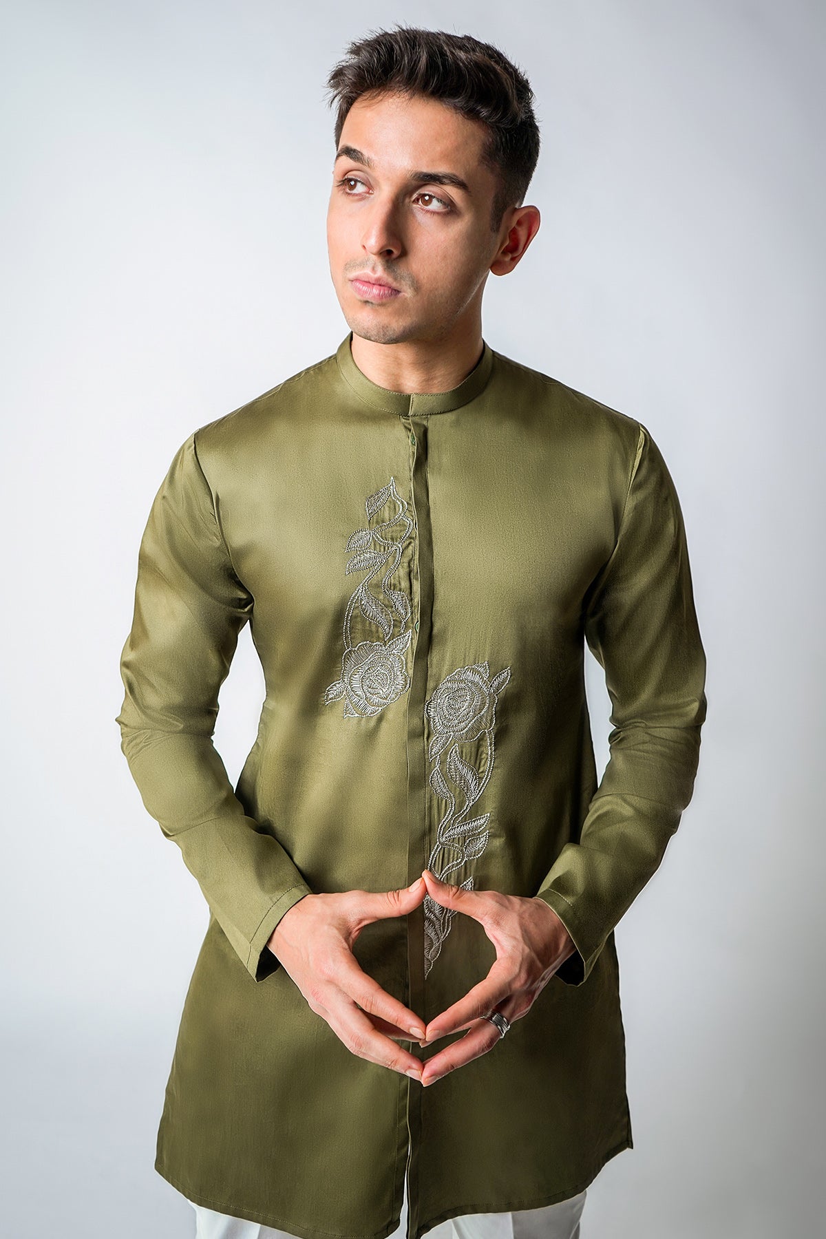Olive Green Irish Kurta & Pants
