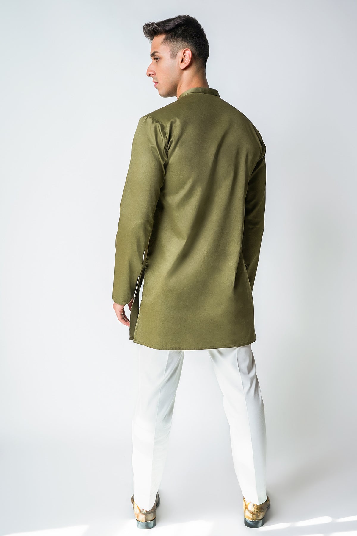 Olive Green Irish Kurta & Pants