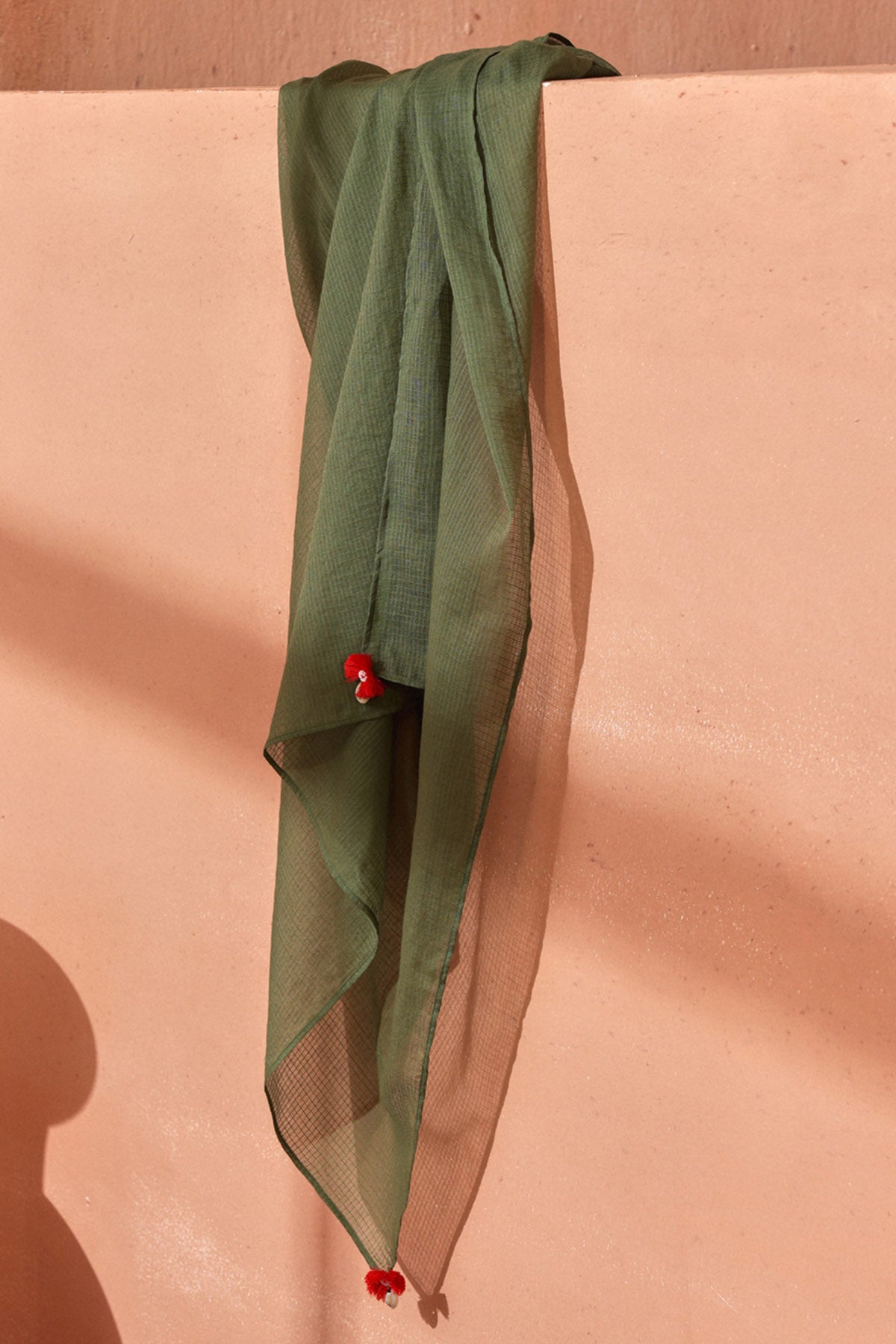Buy Olive Green Kota Tassel Dupatta by Seema Nanda for women online at ScrollnShops