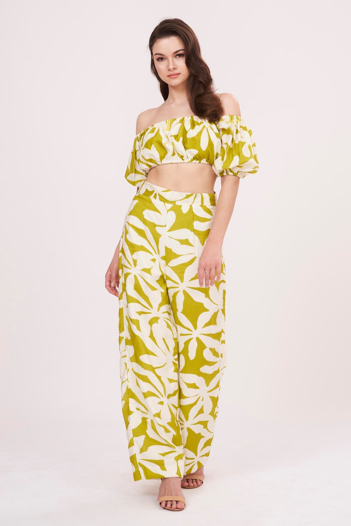 Buy Designer Olive Green Muslin Co-ord Set for Women Online