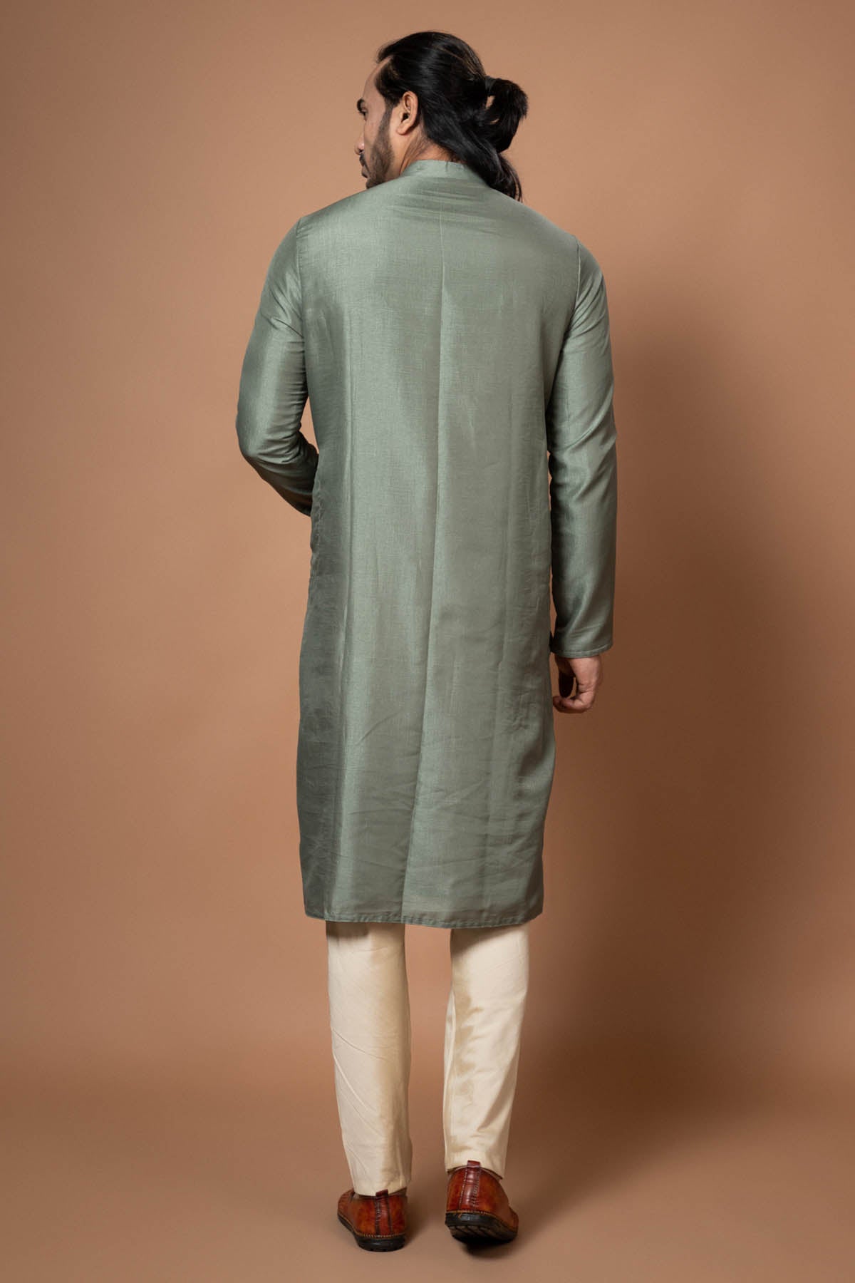 Olive Green Silk Kurta & Pyjama