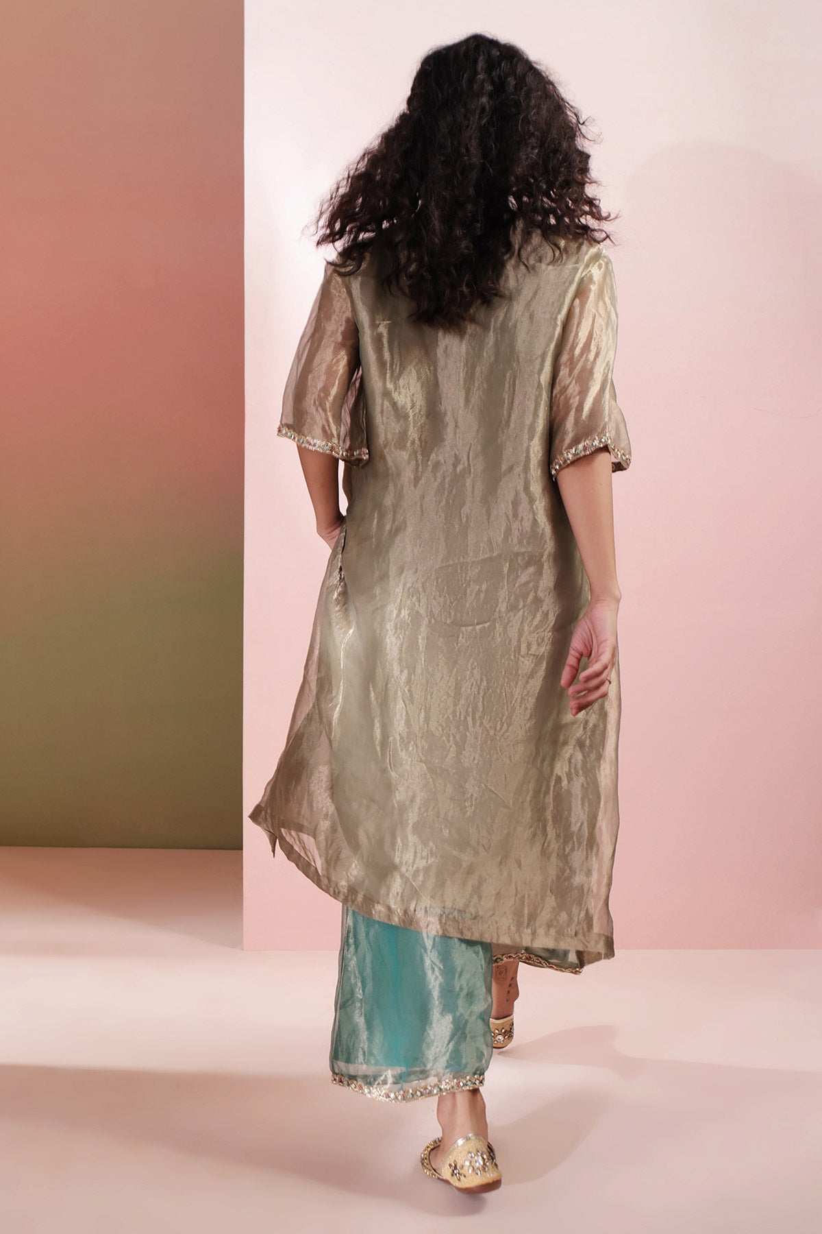 Olive Green Zardozi Kurta Set