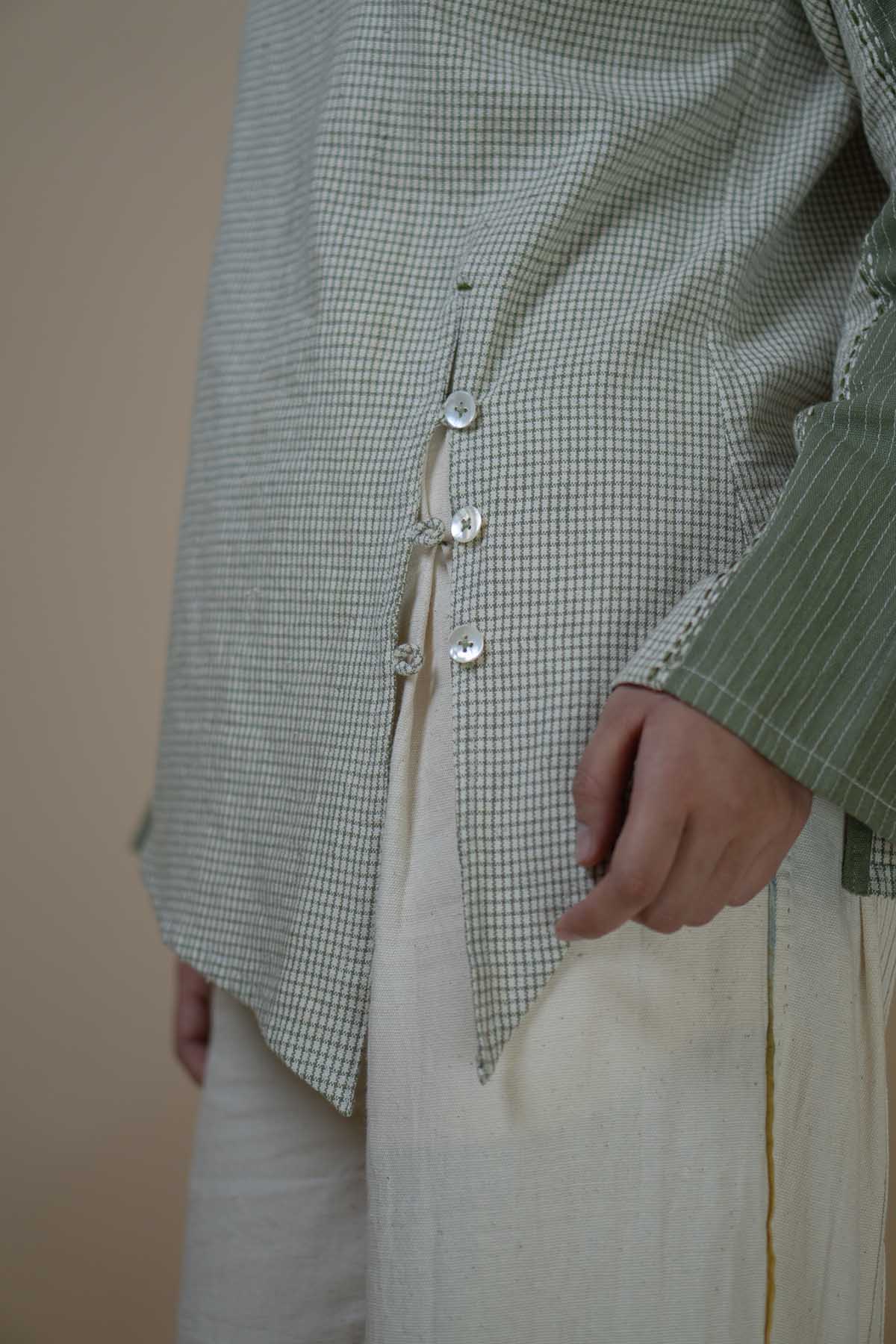 Olive Kala Cotton Asymmetric Top