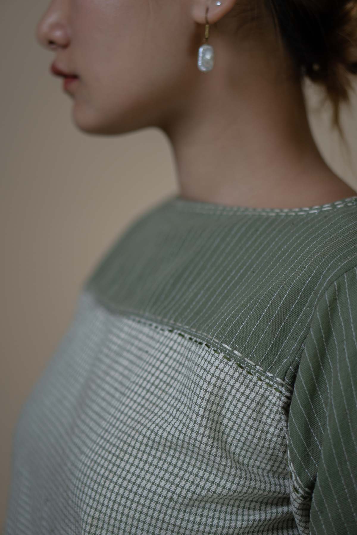 Olive Kala Cotton Asymmetric Top