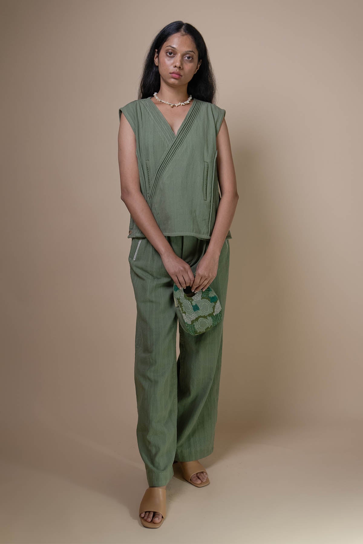 Olive Kala Cotton Corded Vest