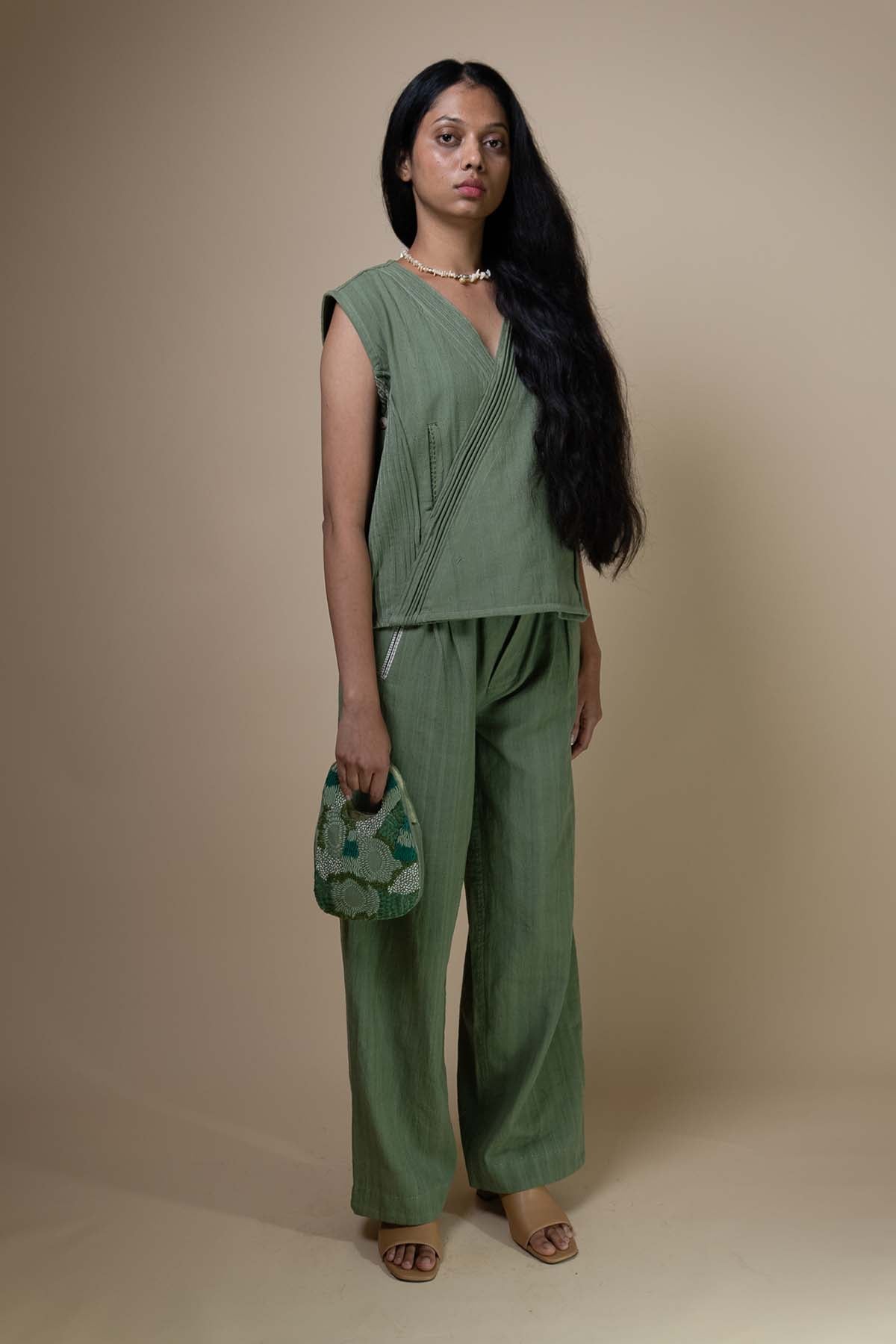 Olive Kala Cotton Corded Vest