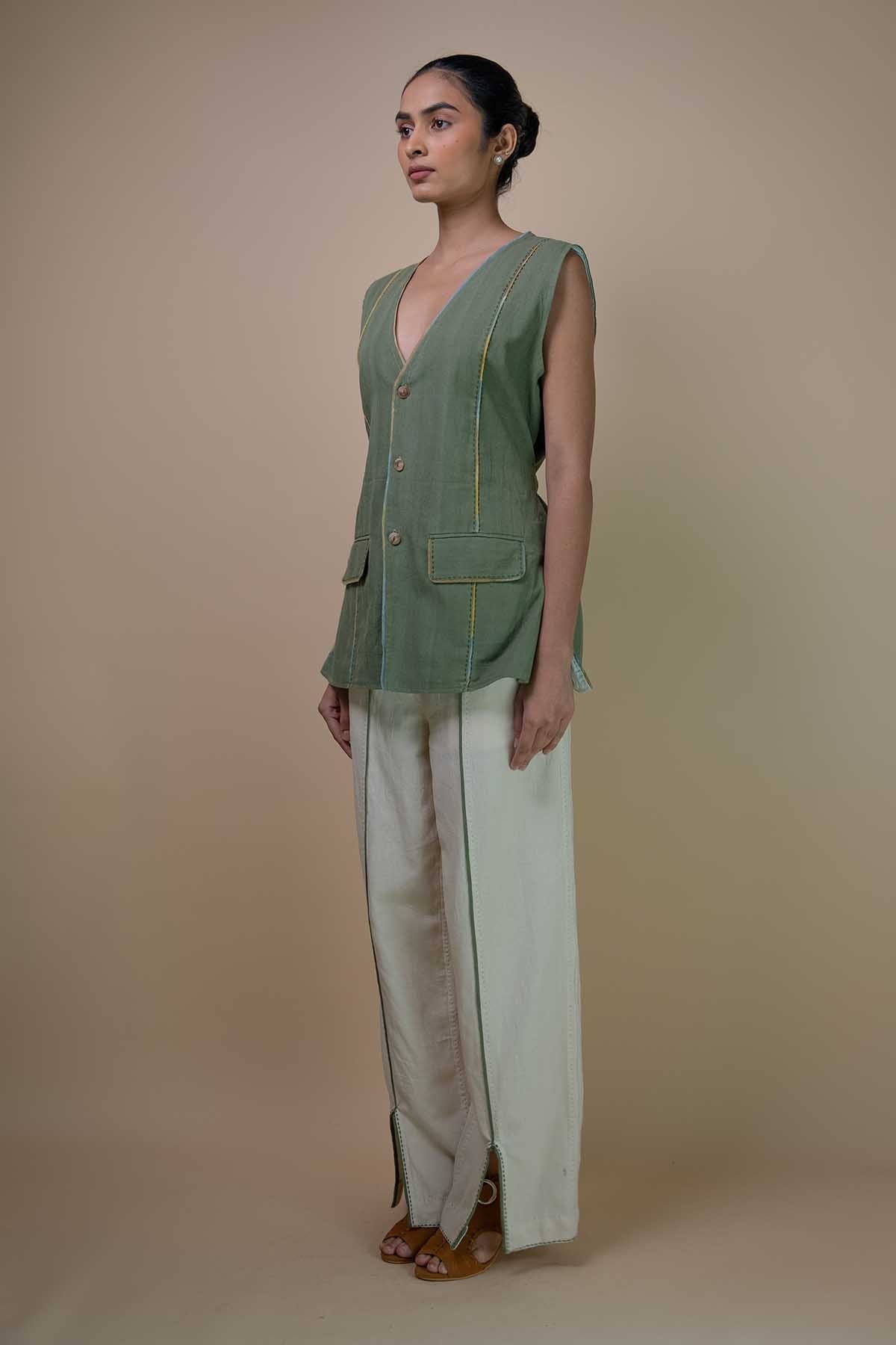 Olive Kala Cotton Long Vest