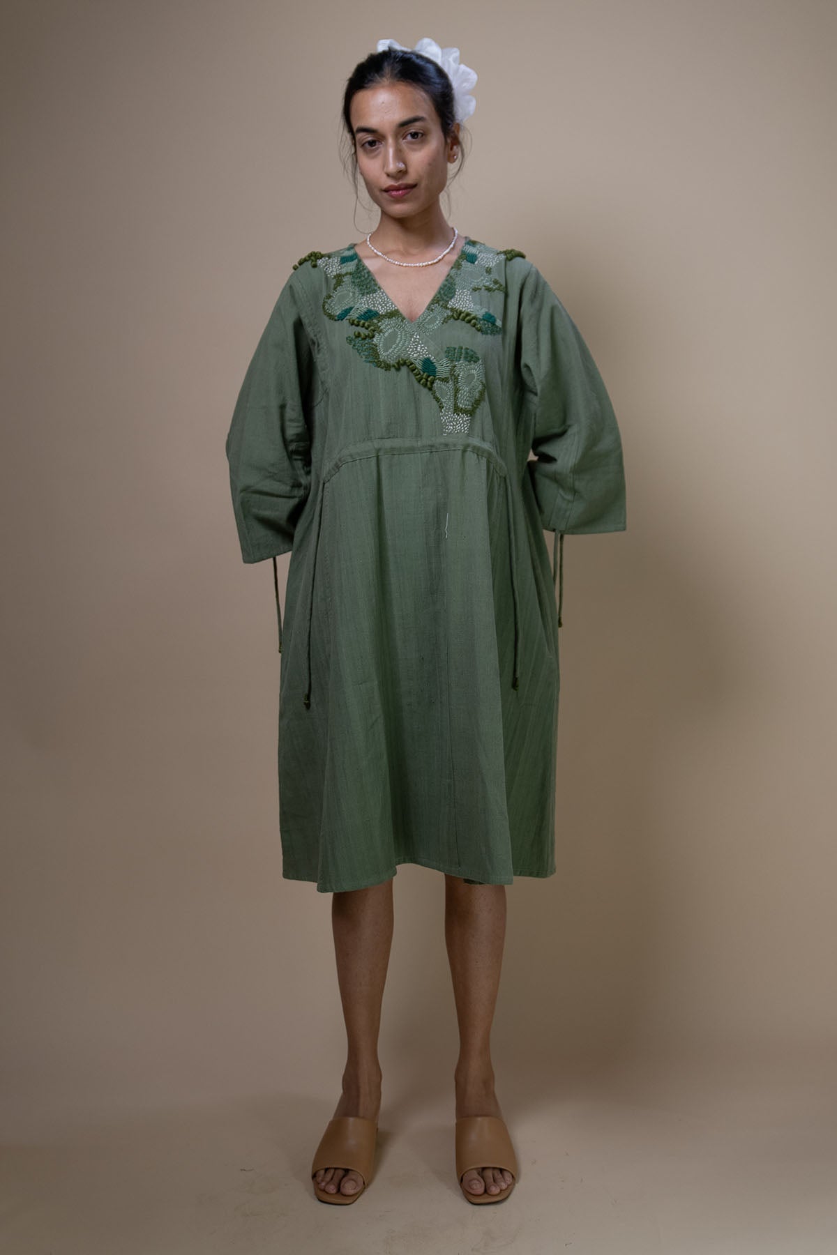 Olive Kala Cotton Ruched Dress