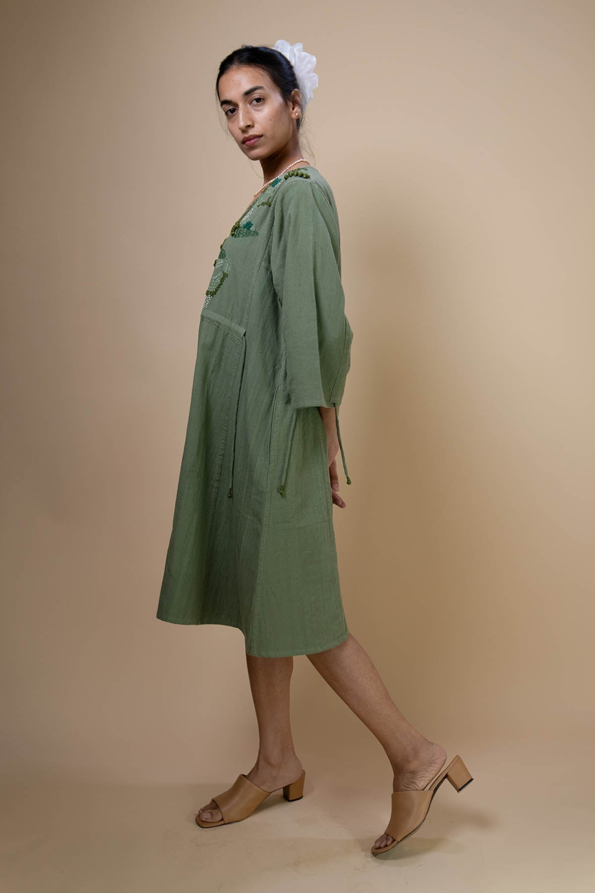 Olive Kala Cotton Ruched Dress