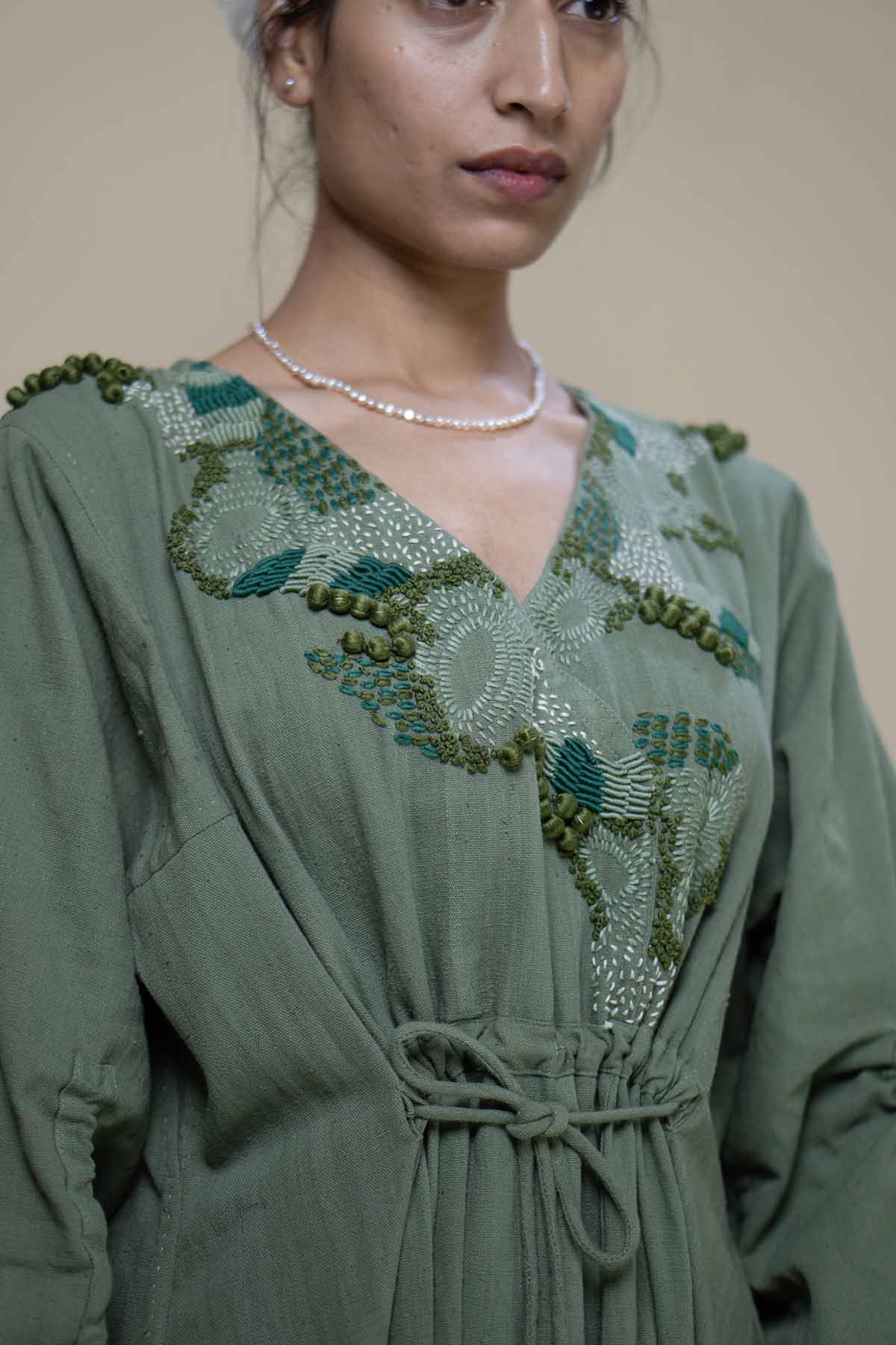 Olive Kala Cotton Ruched Dress