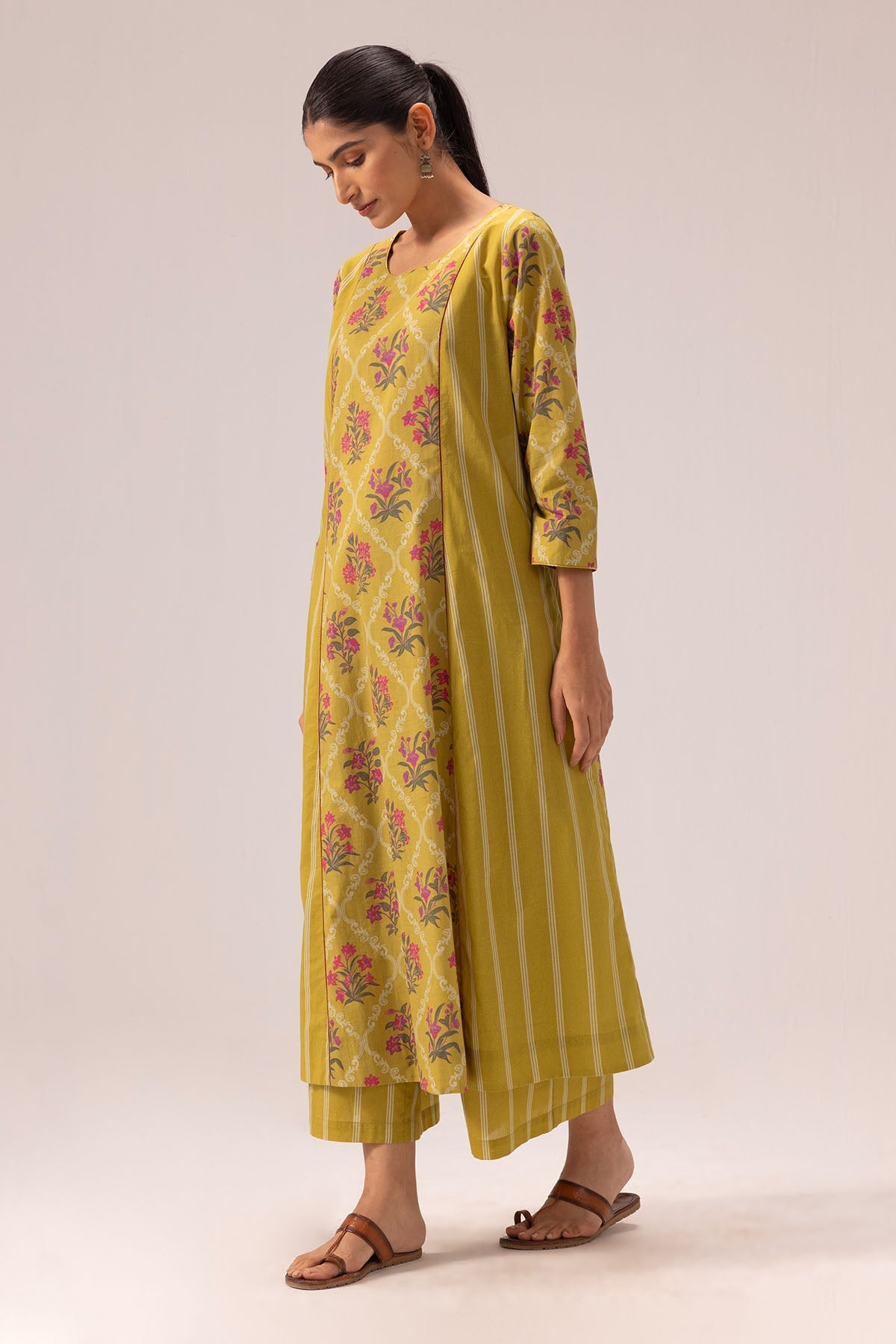 Buy Olive Pintuck Crepe Kurta Set By Label Shreya Sharma For Women Online at ScrollnShops