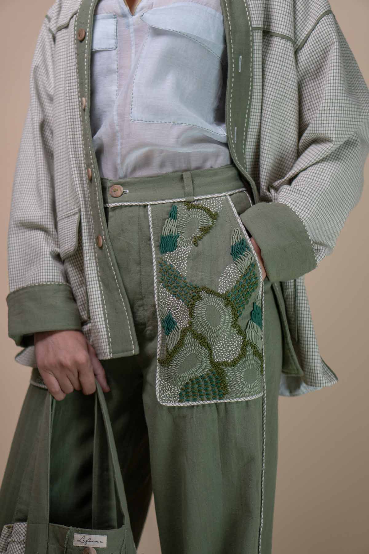 Buy Olive Pocket Straight Pants by Lafaani for women online at ScrollnShops