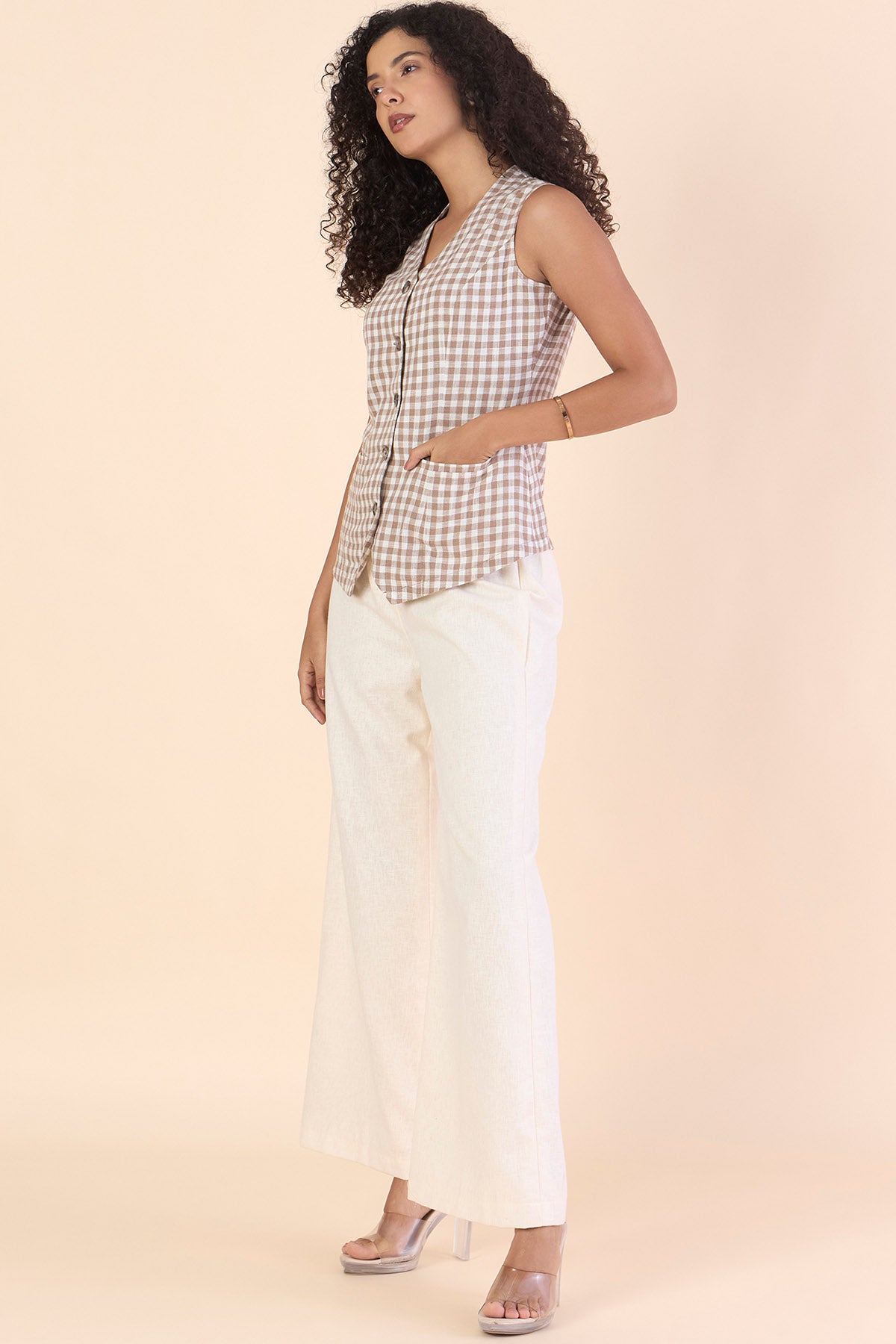 Checks Sleeveless Vest & Trousers