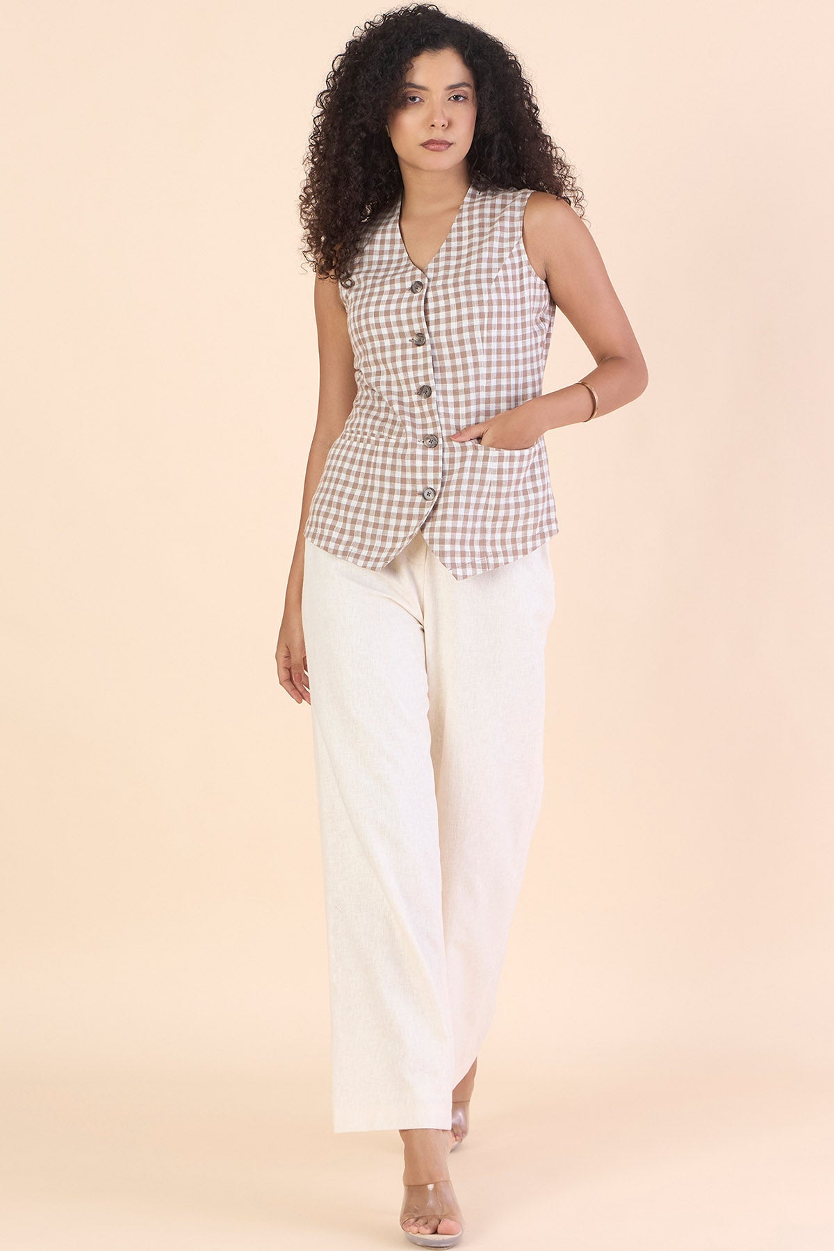 Checks Sleeveless Vest & Trousers