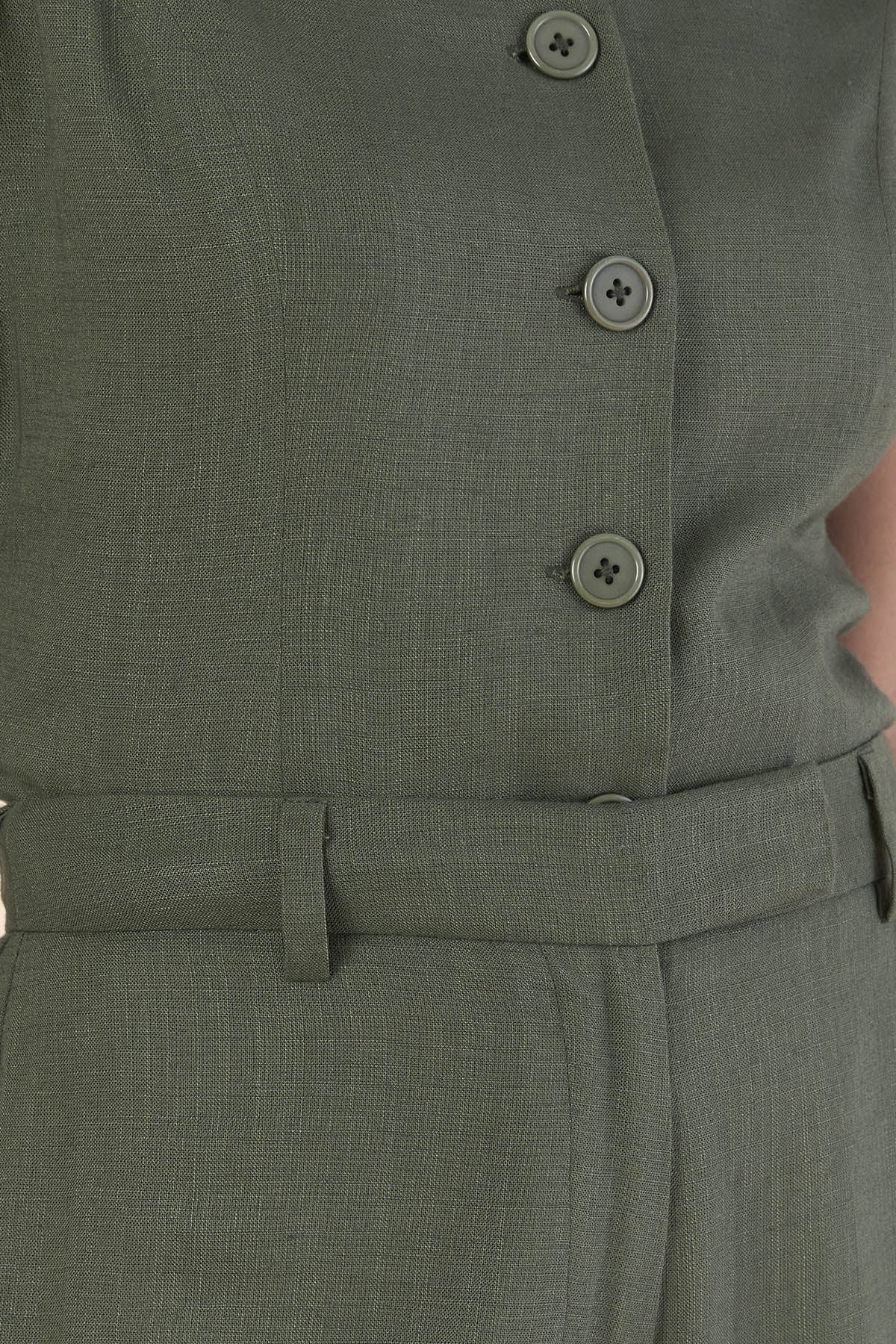 Olive V-Neck Vest & Trousers
