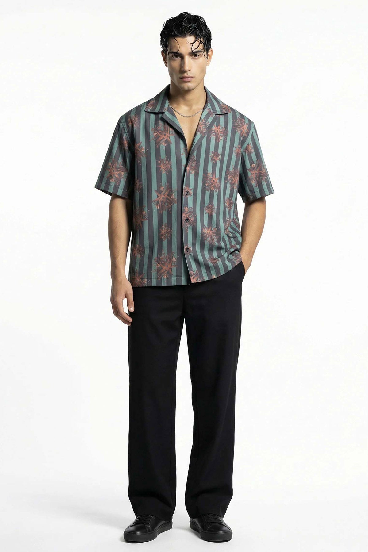 Buy Olive Viscose Detailed Shirt for men by Tezhhomayaa online available at scrollnshops