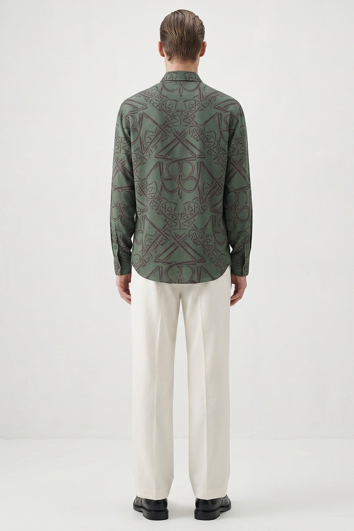 Olive Viscose Detailing Shirt