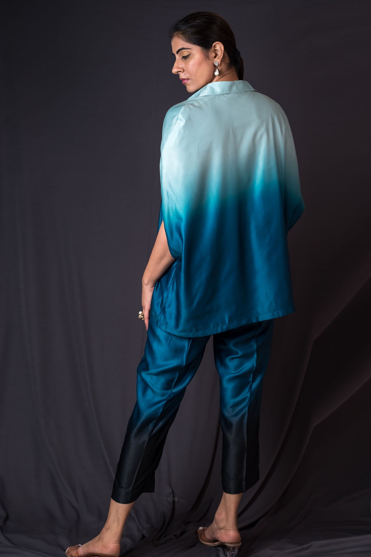 Ombre Blue Prada Silk Co-ord Set