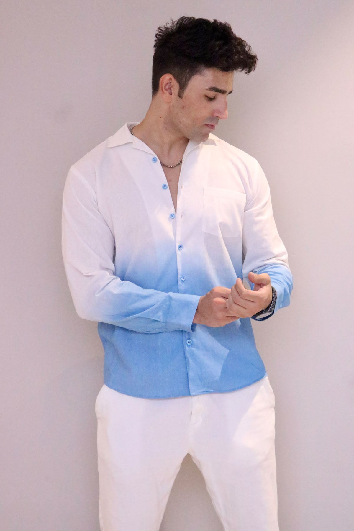 Ombre Linen Casual Shirt