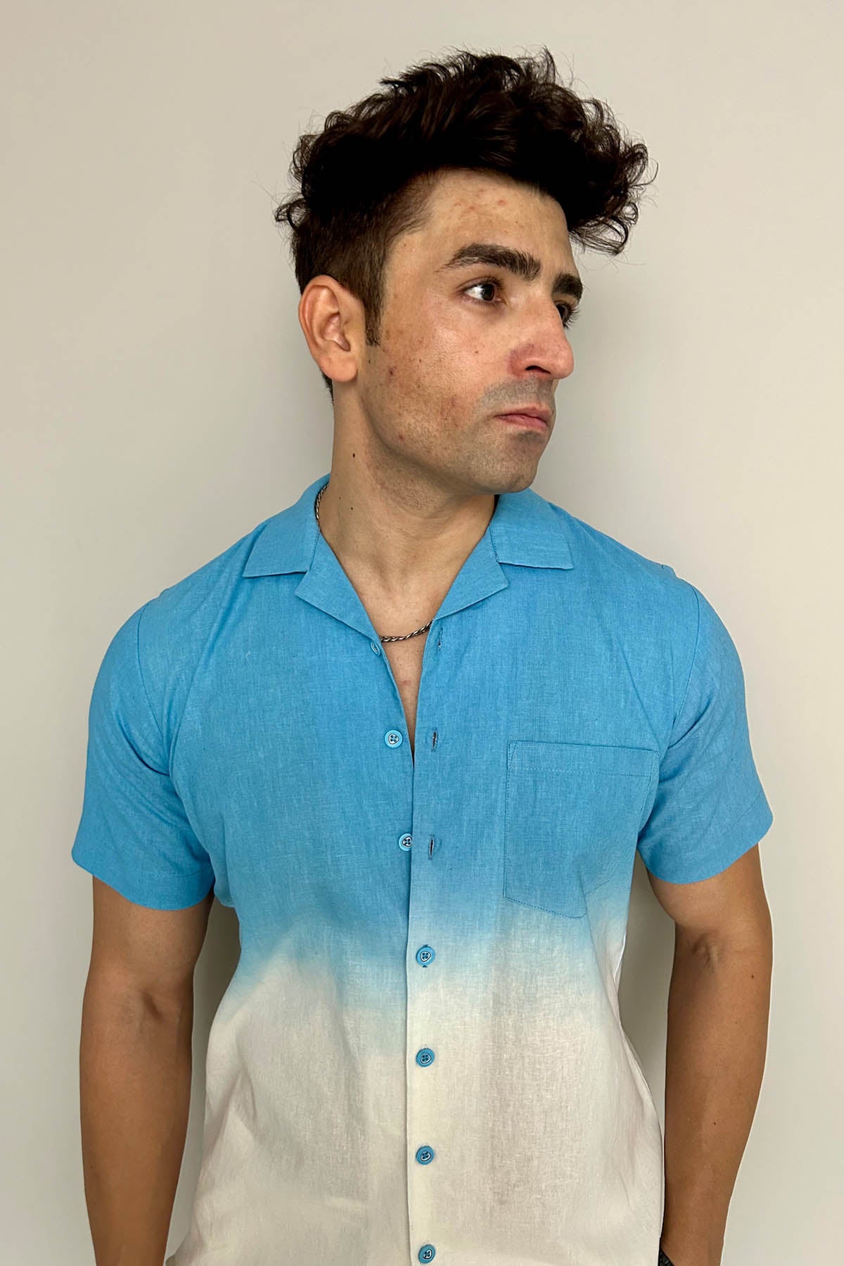 Blue Ombre Half Sleeves Shirt