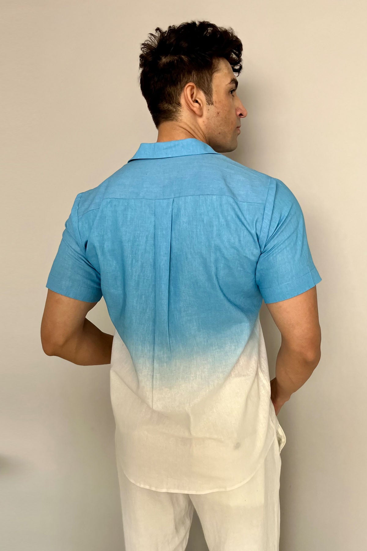 Blue Ombre Half Sleeves Shirt