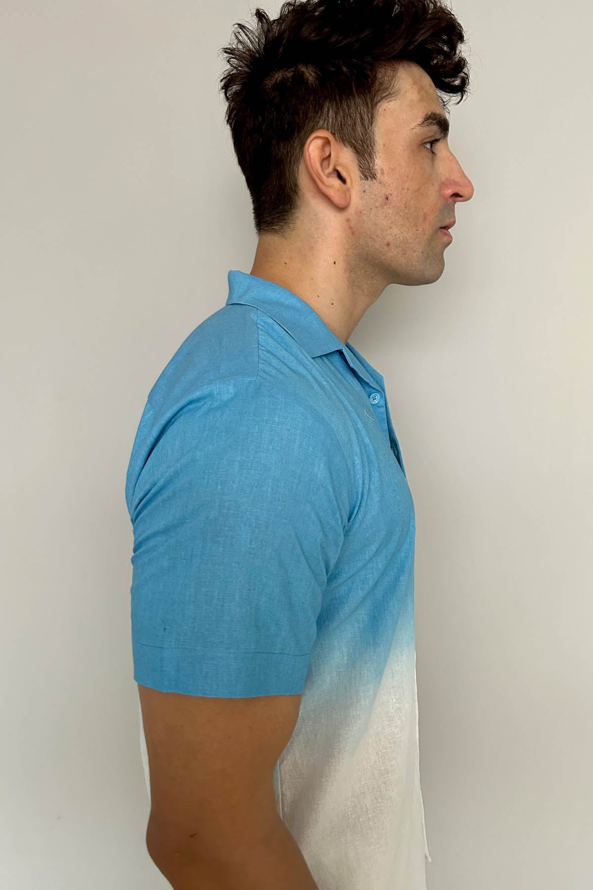 Blue Ombre Half Sleeves Shirt