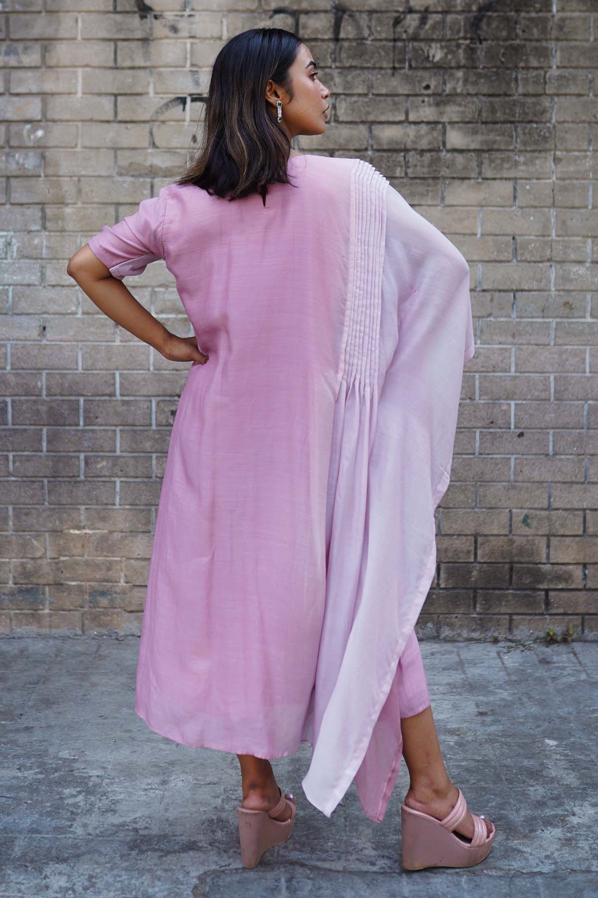 Ombre Pink Embroidered Kaftan