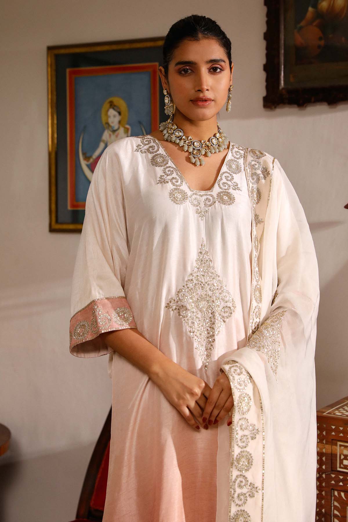 Ombre Pink Embroidered Kurta Set