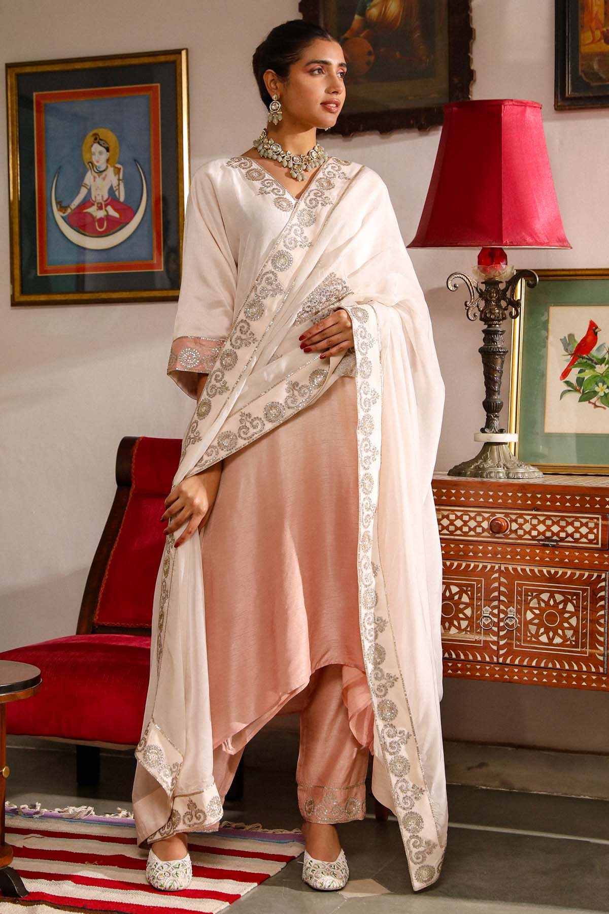 Ombre Pink Embroidered Kurta Set