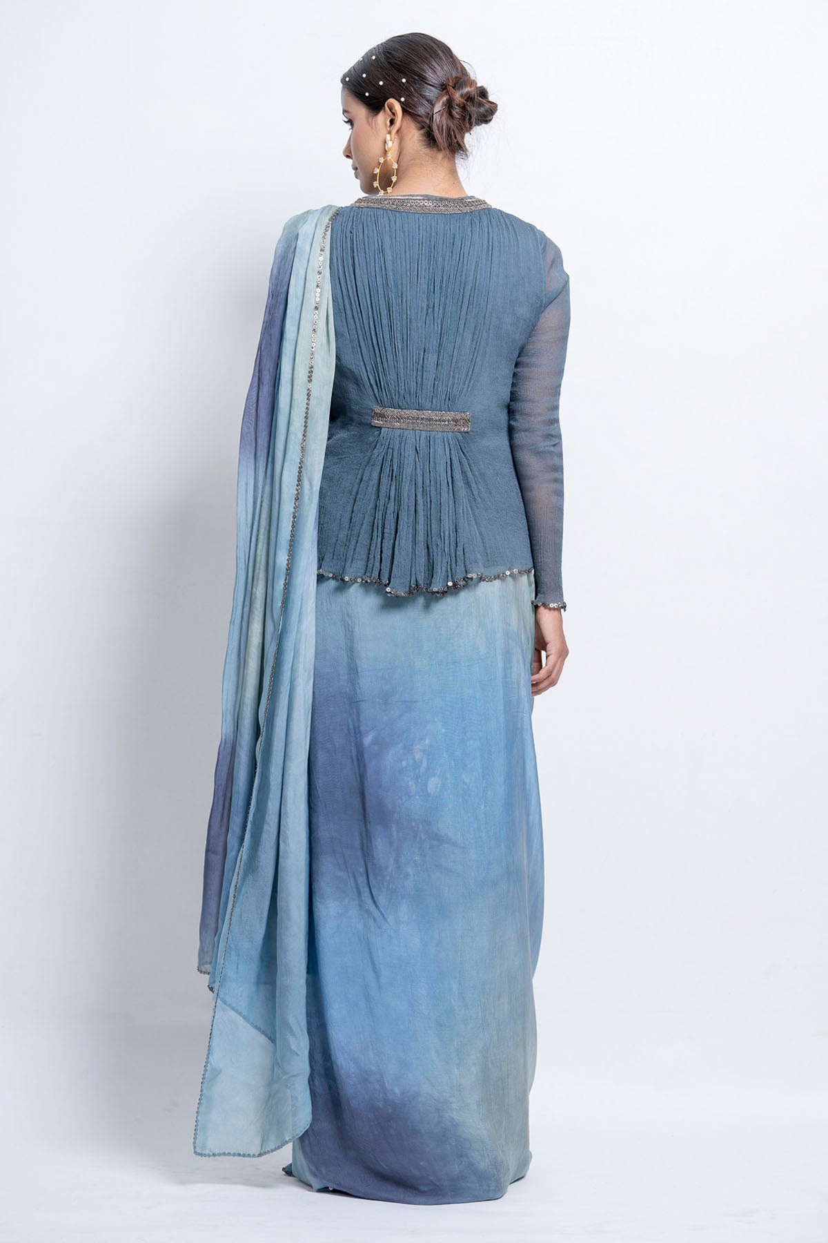 Ombre Pre Stitched Saree Set