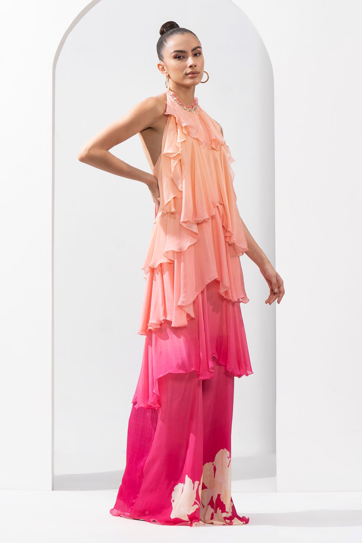 Ombre Chiffon Tiered Dress