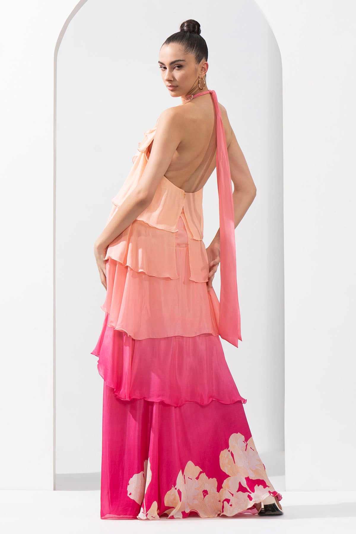 Ombre Chiffon Tiered Dress