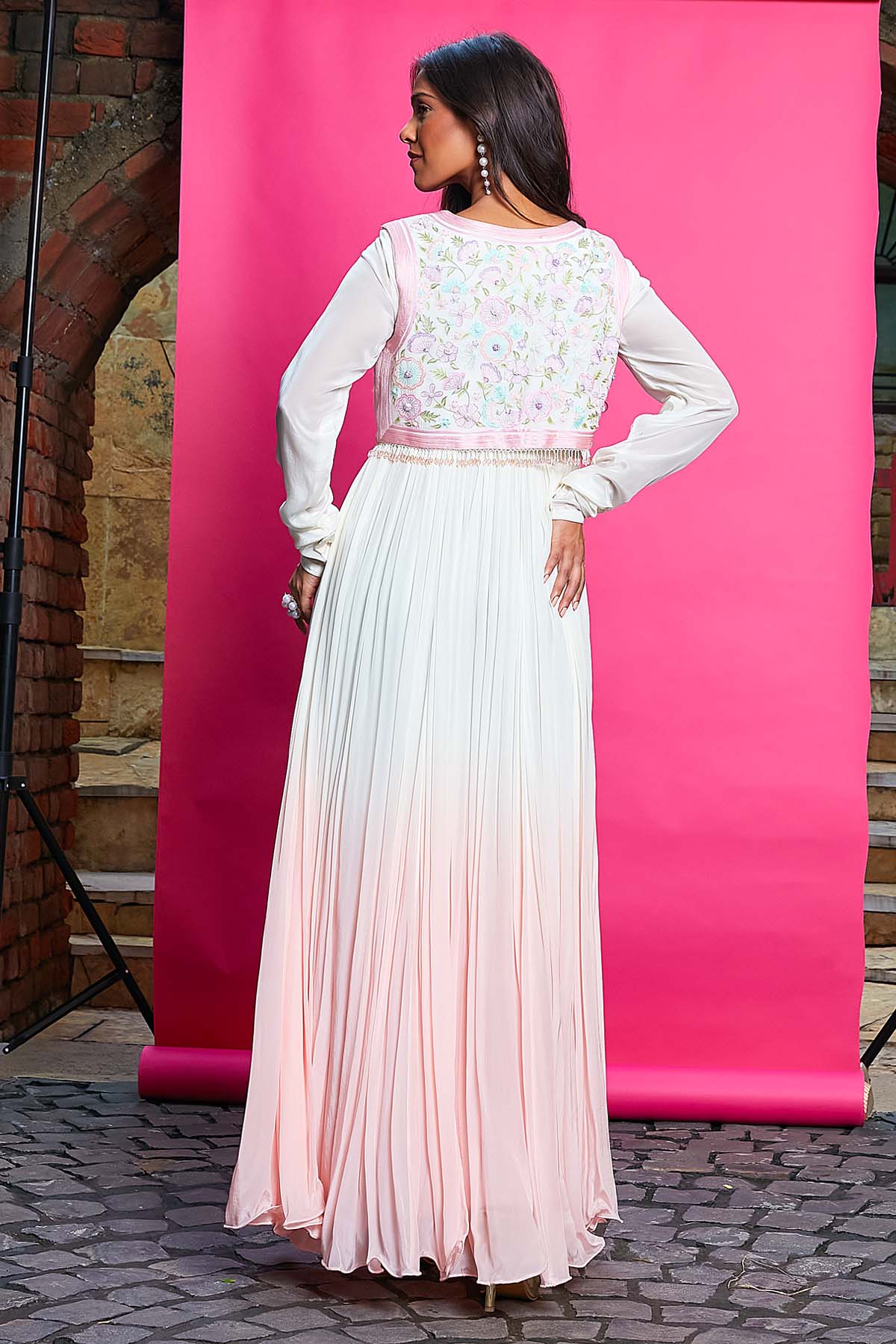 Ombre Anarkali Set & Waistcoat