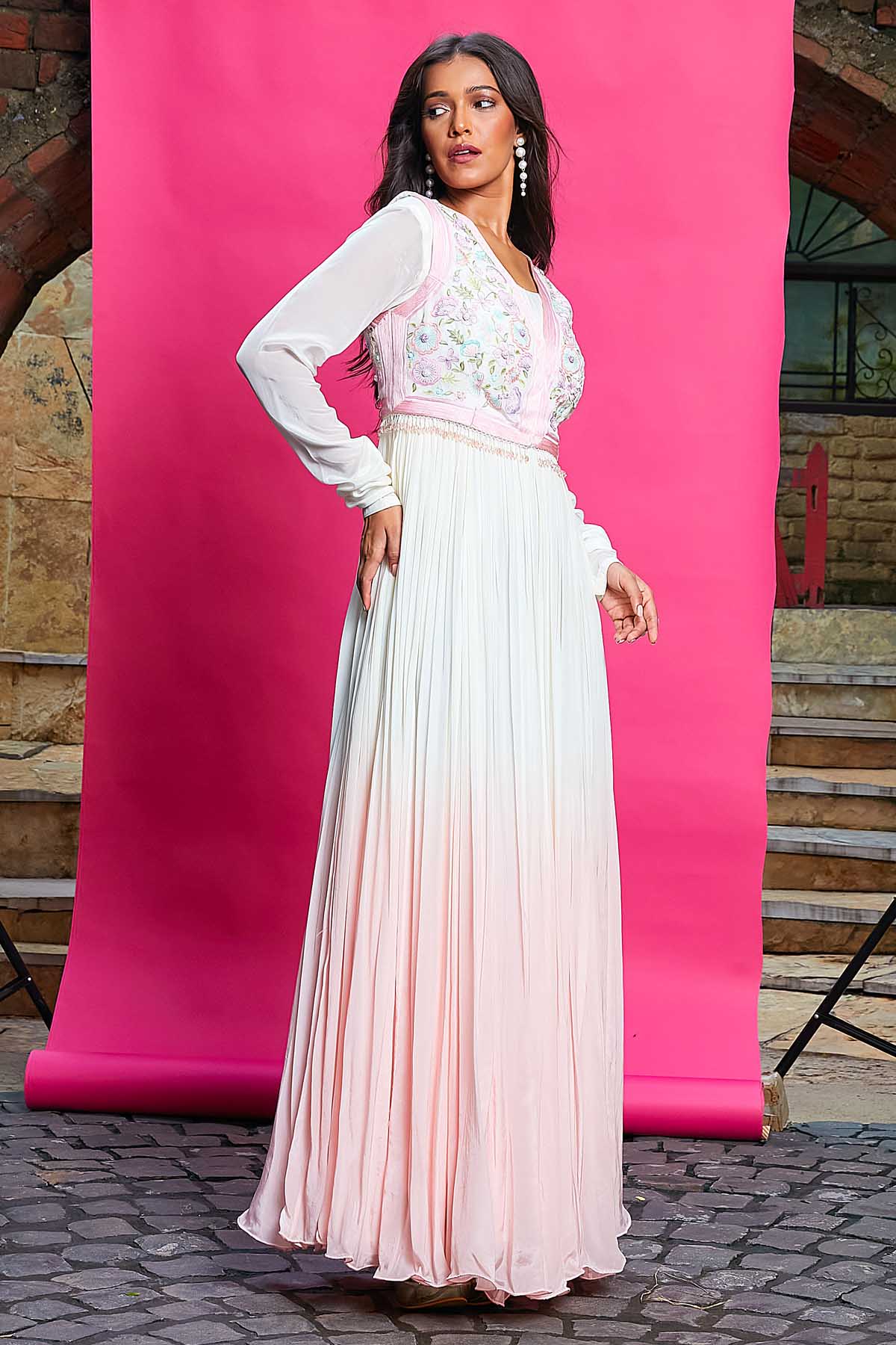 Ombre Anarkali Set & Waistcoat