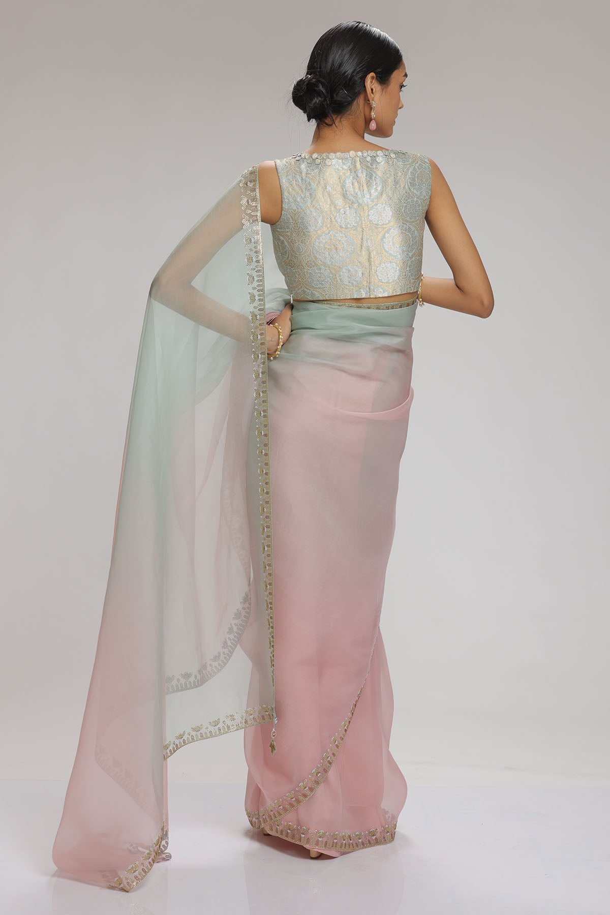 Ombre Applique Saree & Blouse