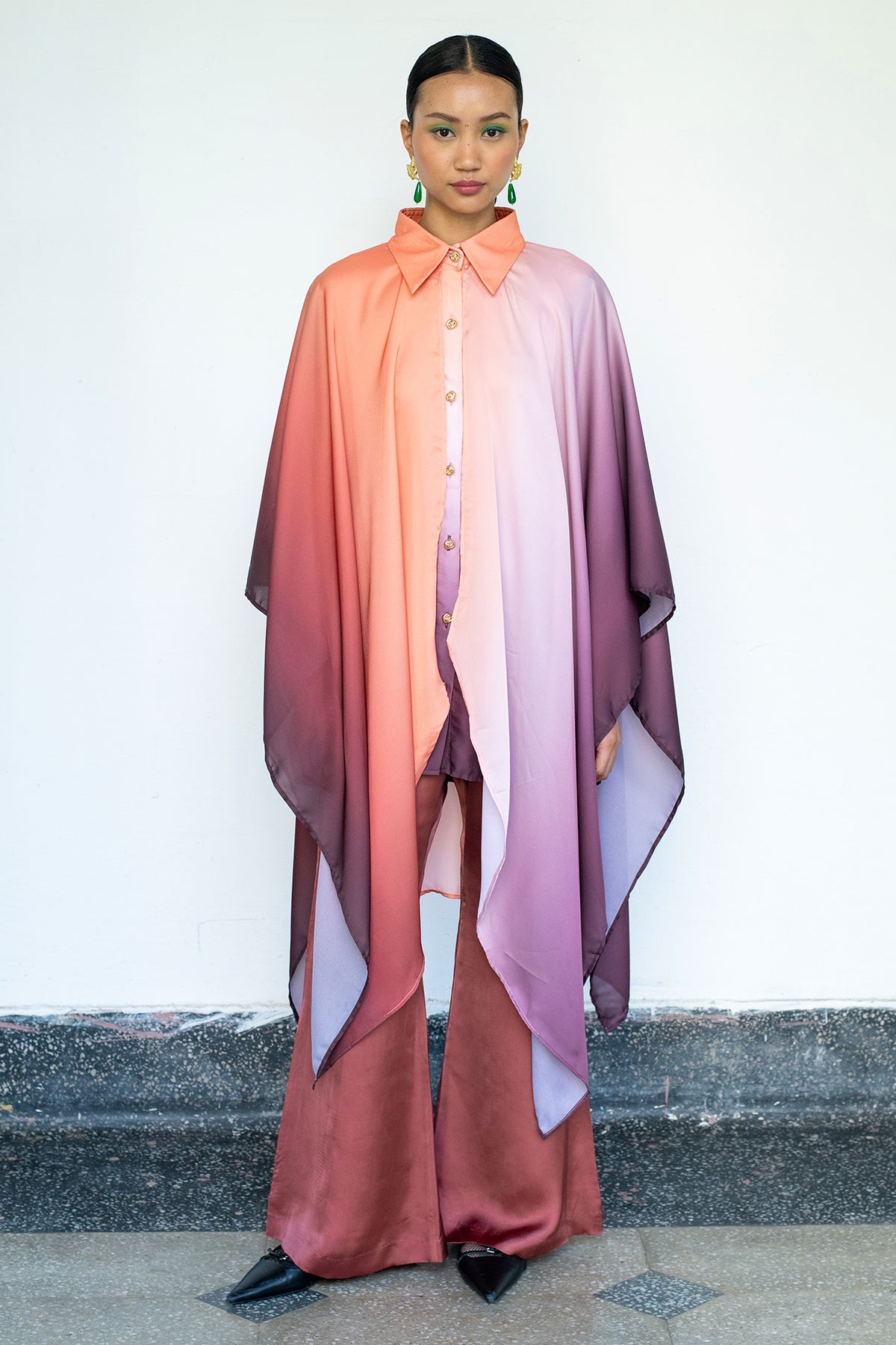 Buy Ombre Asymmetrical Shirt & Pants by Lahario for women online at ScrollnShops