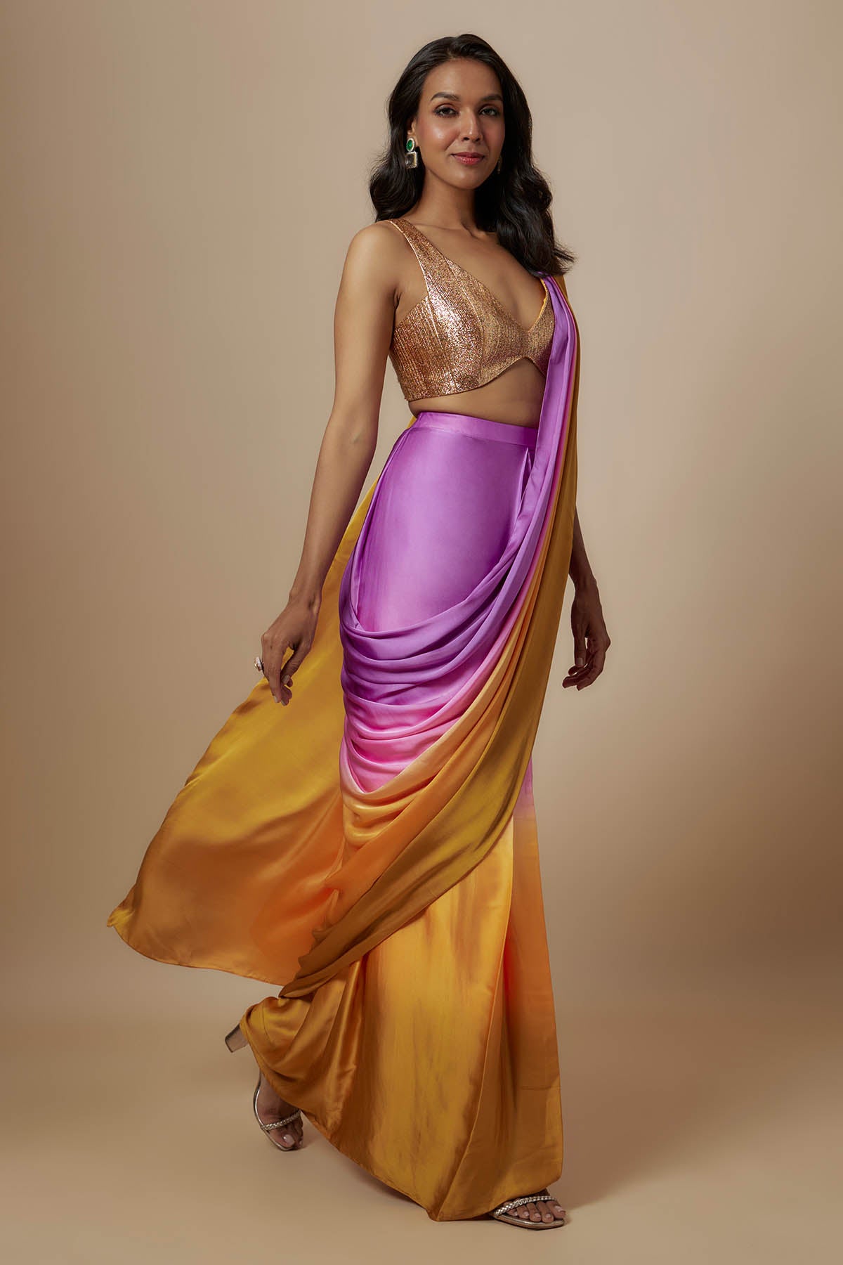 Ombre Badla Embroidered Saree