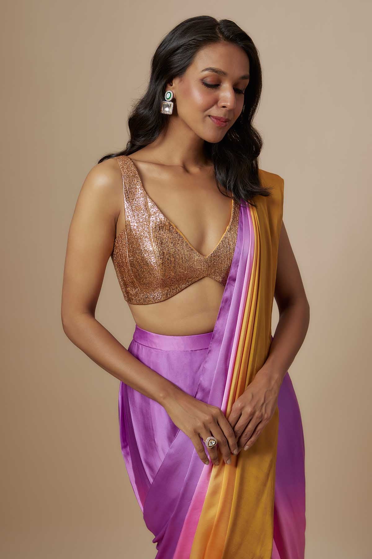 Ombre Badla Embroidered Saree