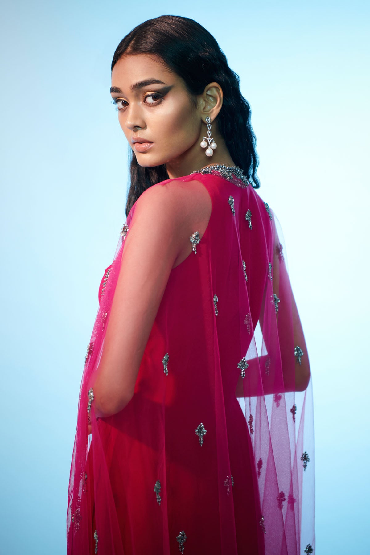 Ombre Cape & Drape Skirt Set