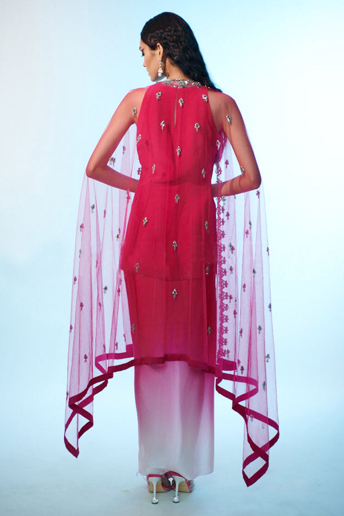 Ombre Cape & Drape Skirt Set