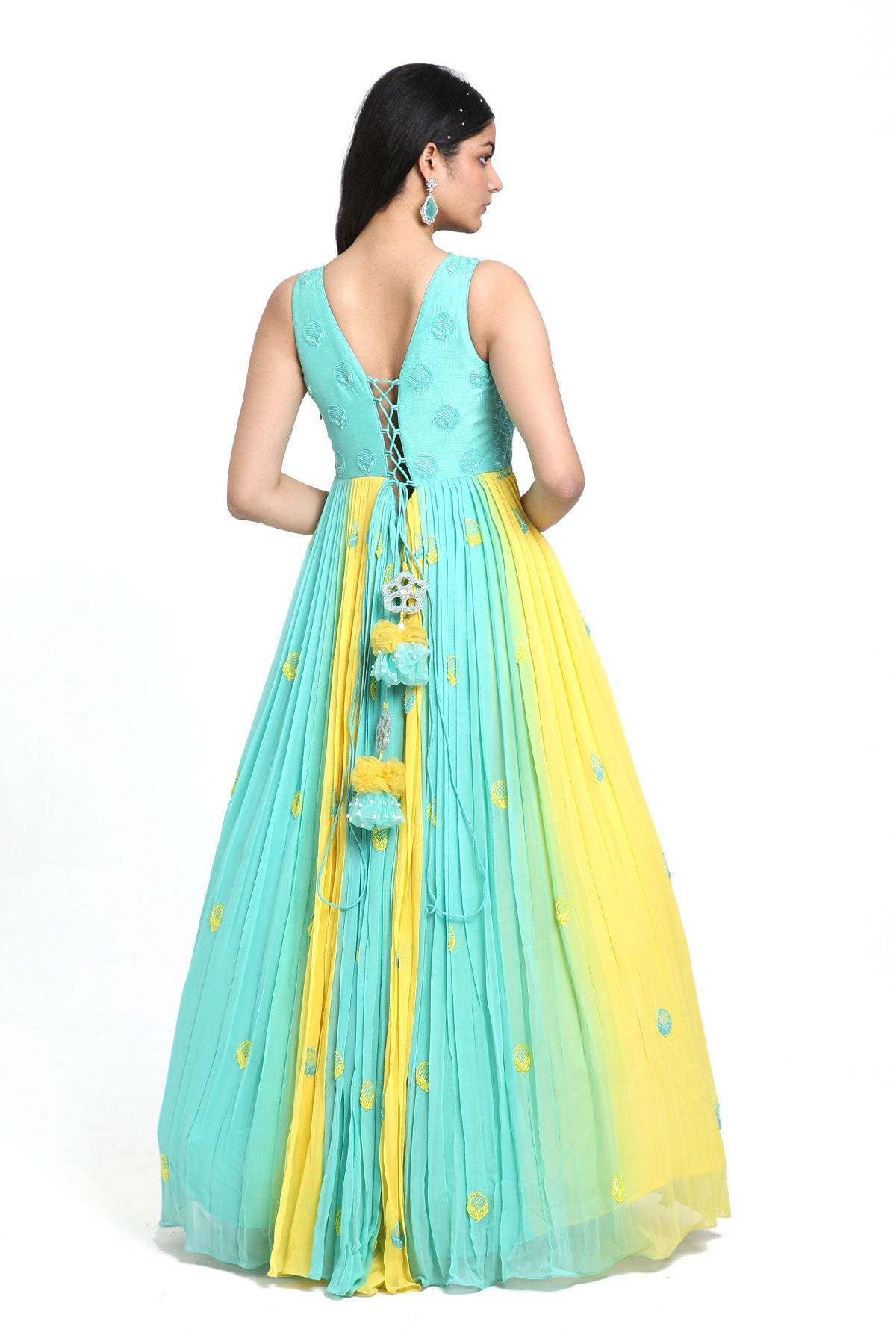 Ombre Cutdana Work Anarkali Set