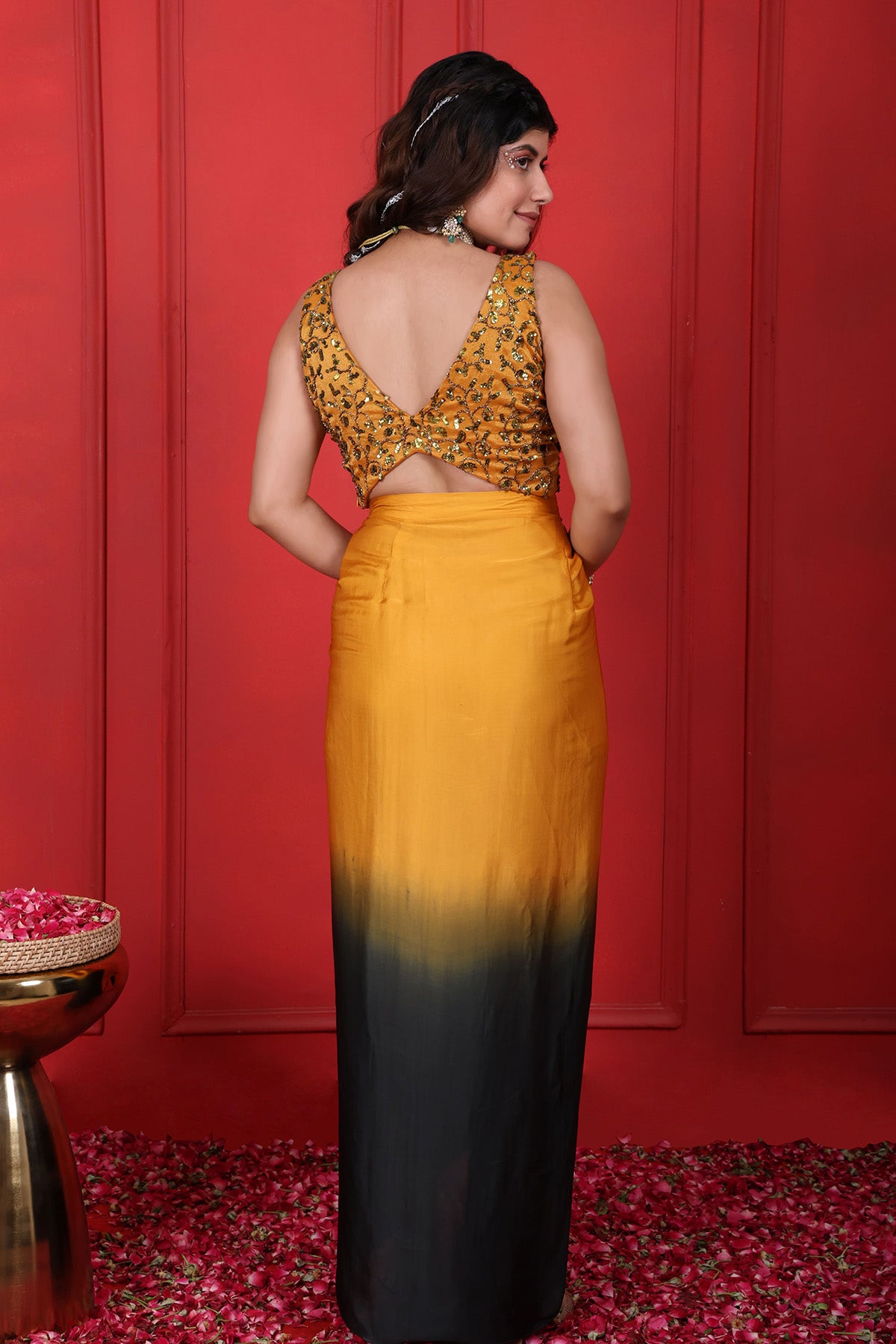 Ombre Cutdana Work Skirt Set