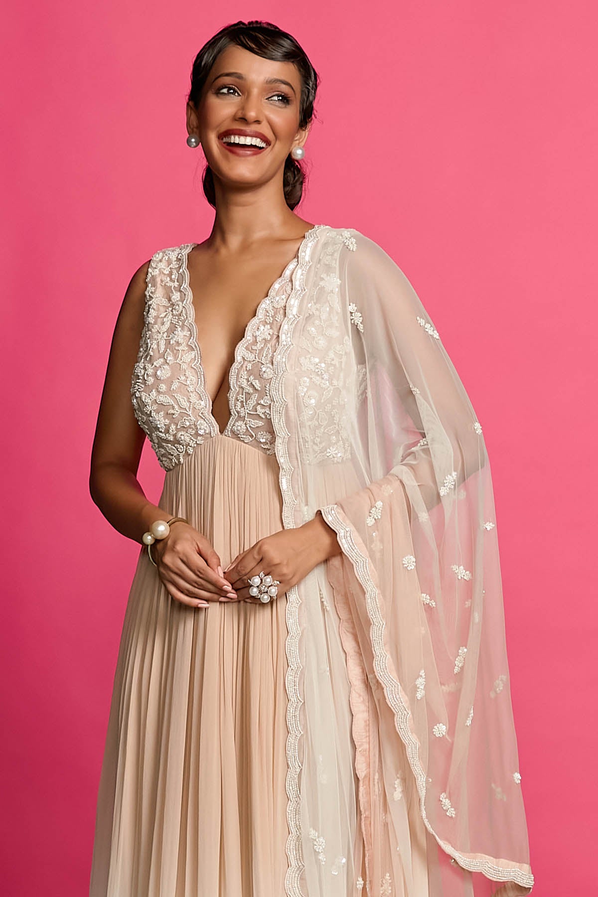 Ombre Embellished Anarkali Set