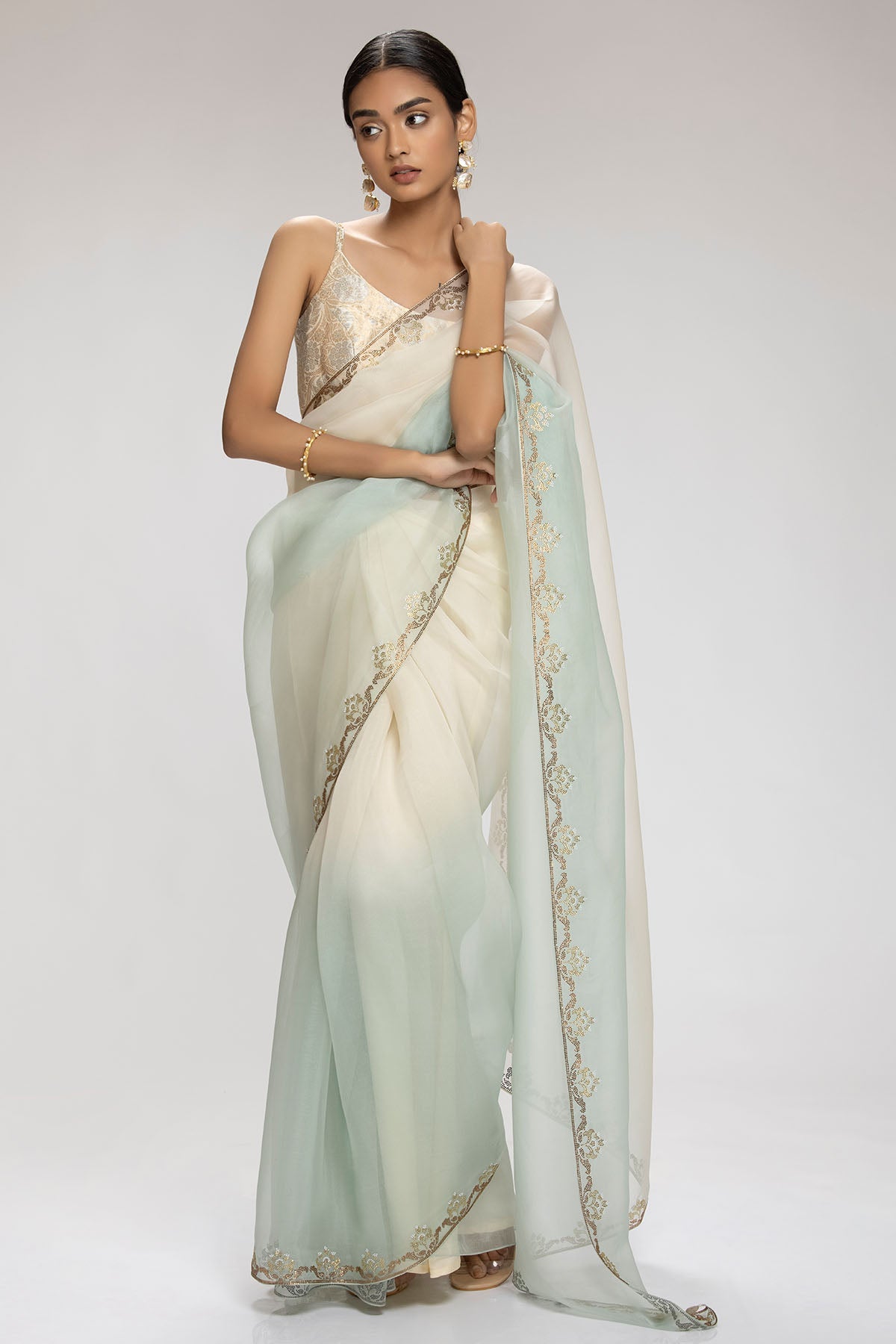 Chhaya Mehrotra Ombre Embellished Saree & Blouse for women online at ScrollnShops