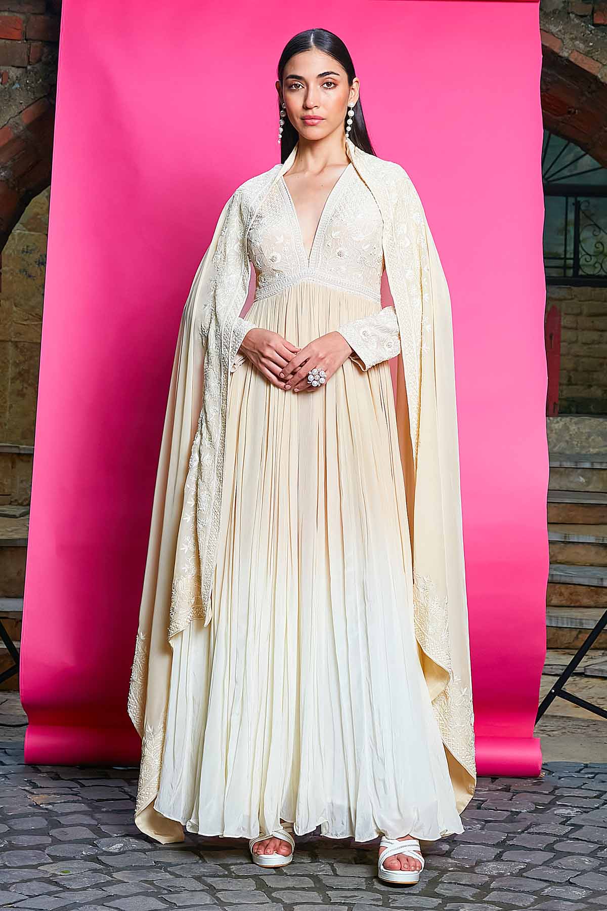 Ombre Embroidered Anarkali Set