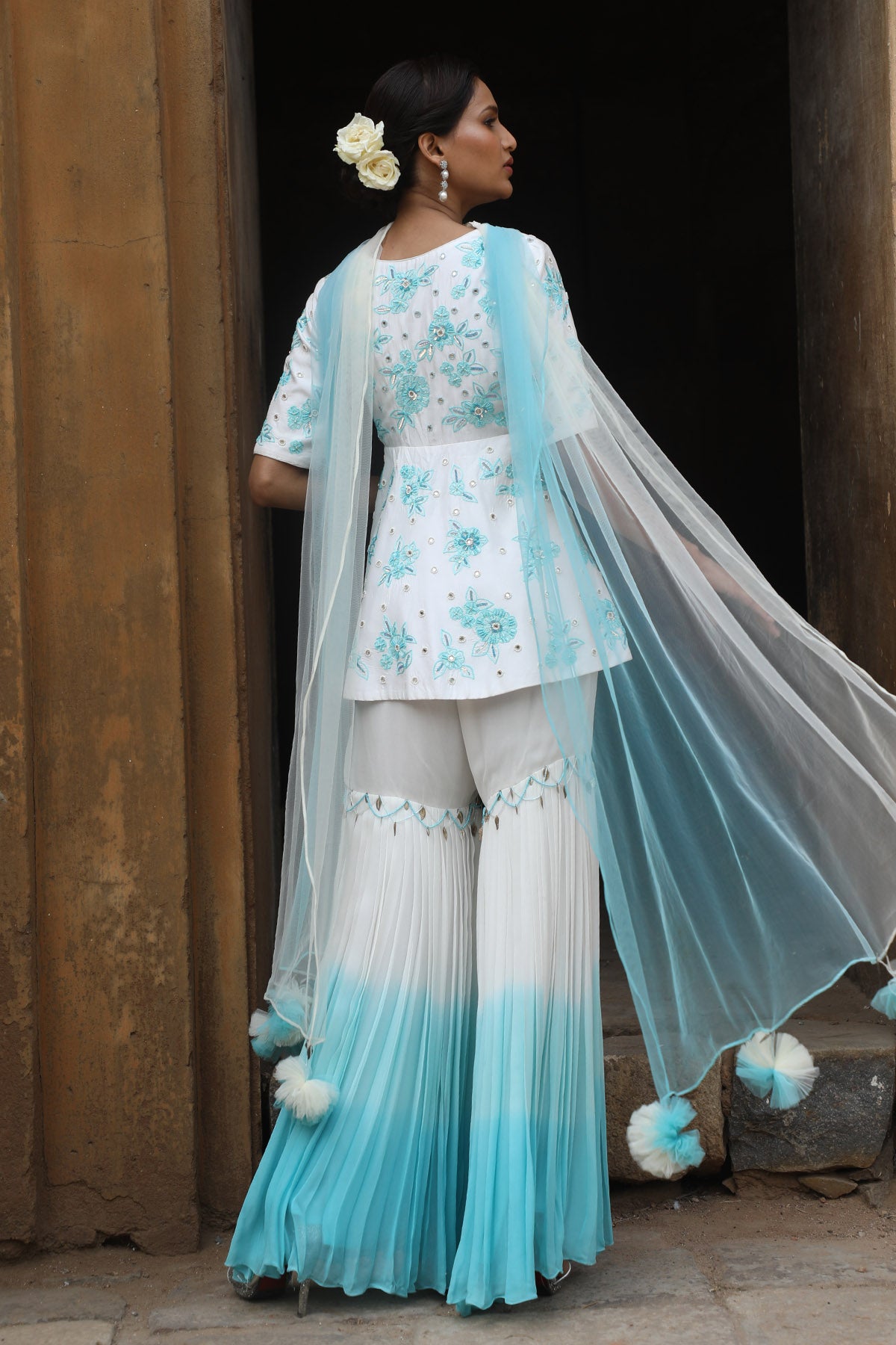 Ombre Embroidered Gharara Set