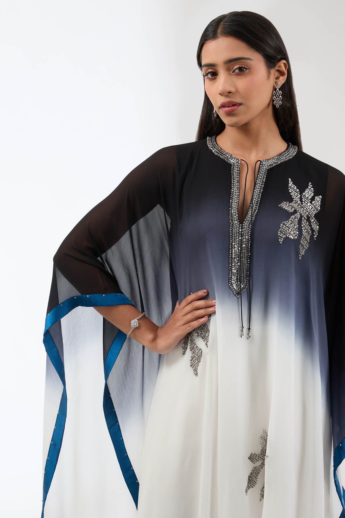 Ombre Embroidered Kaftan Set
