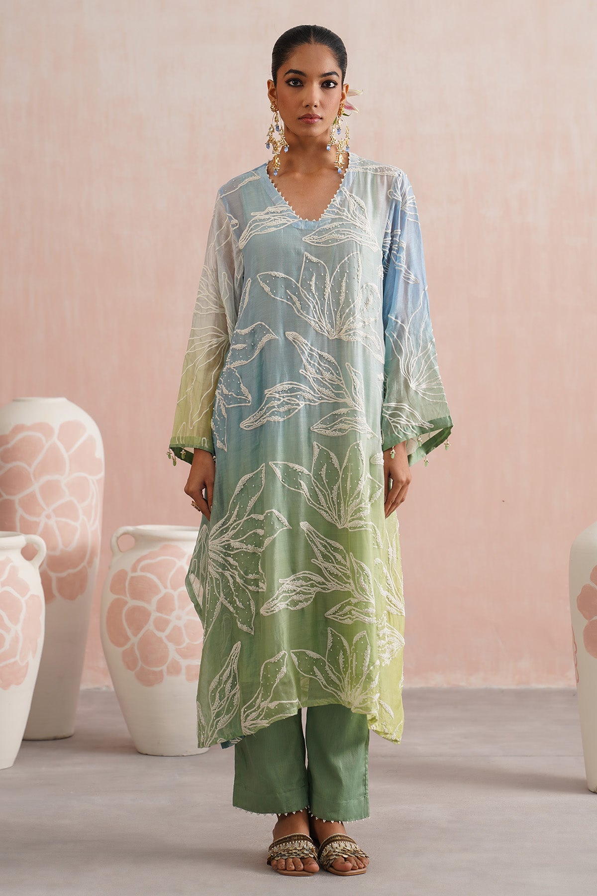 Ombre Embroidered Kurta Set