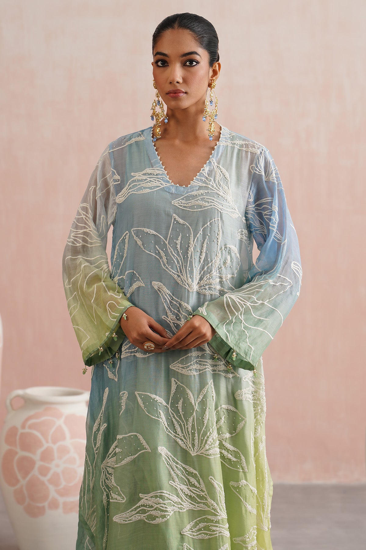 Ombre Embroidered Kurta Set