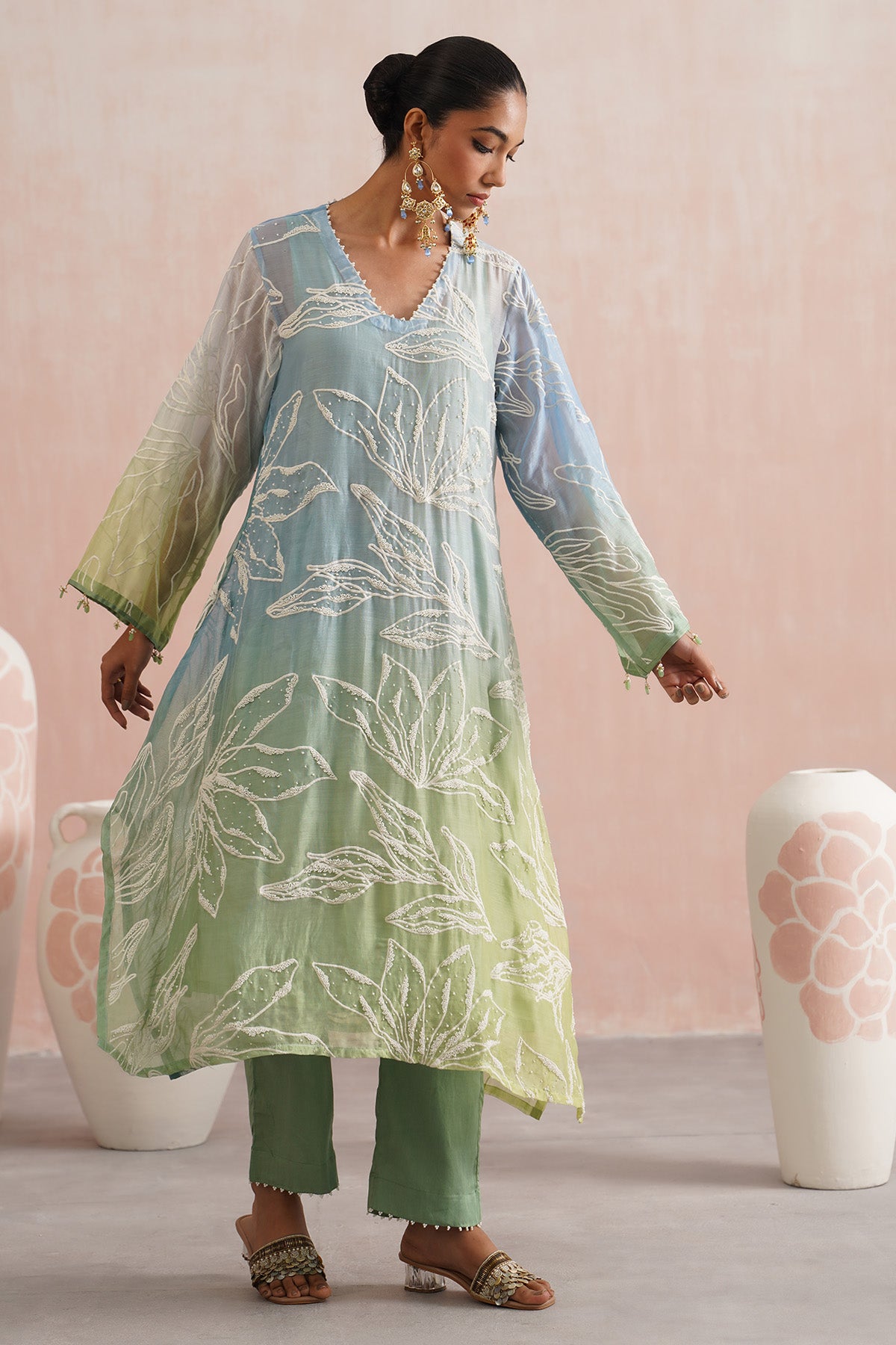 Ombre Embroidered Kurta Set